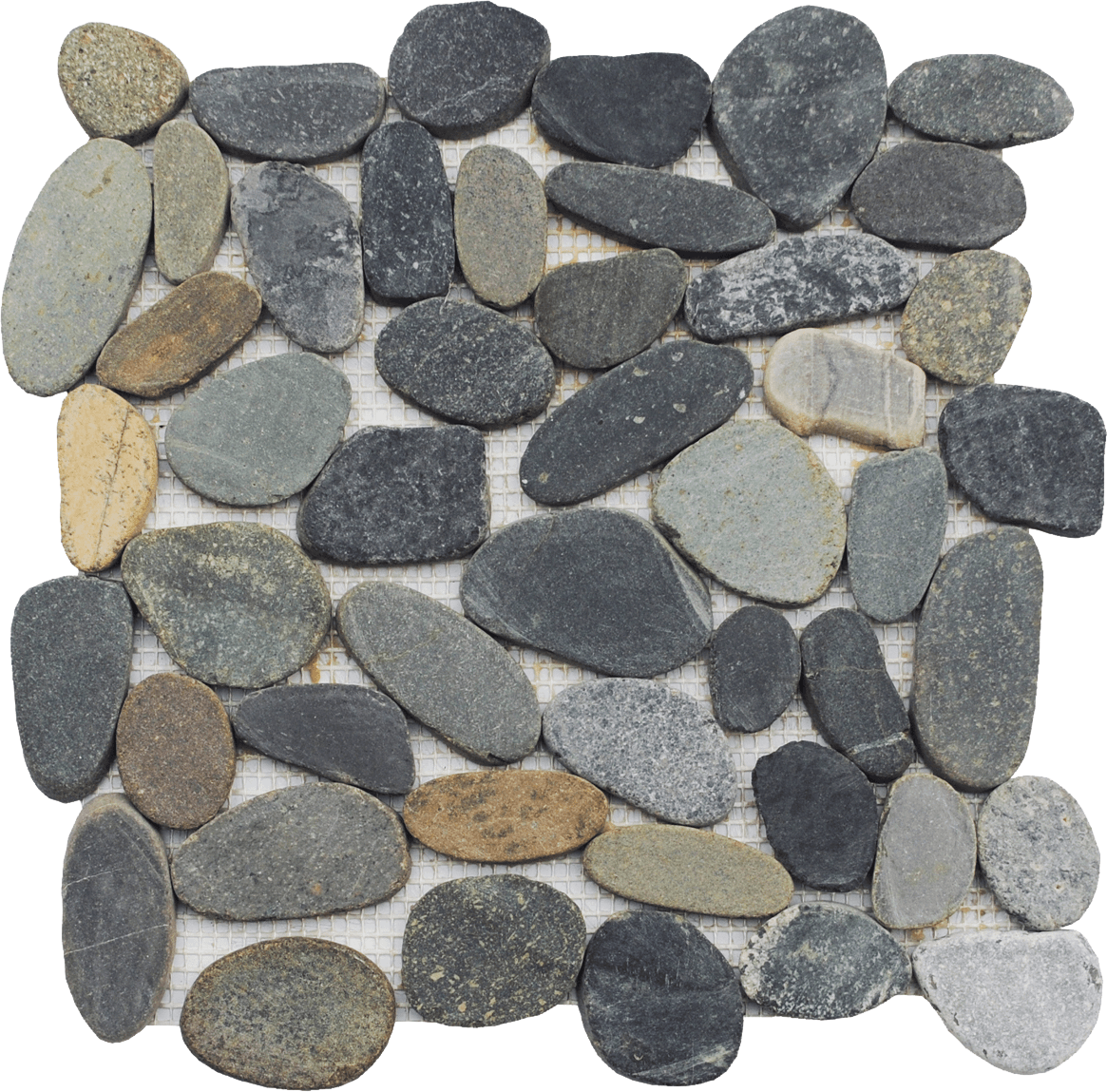 Bati Orient- GASC01 Dark Sliced Matte Pebble Interlocking 12"x12"