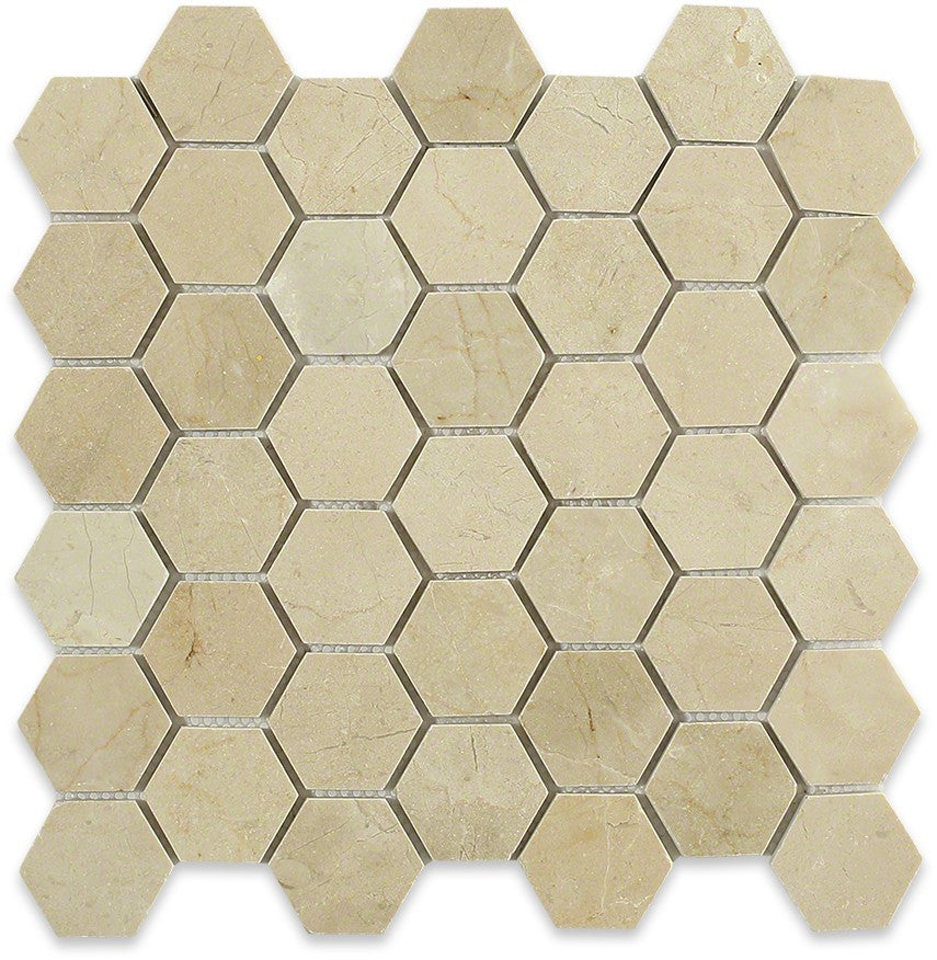 Procida Tile- Crema Marfil Hexagon 2" Polished