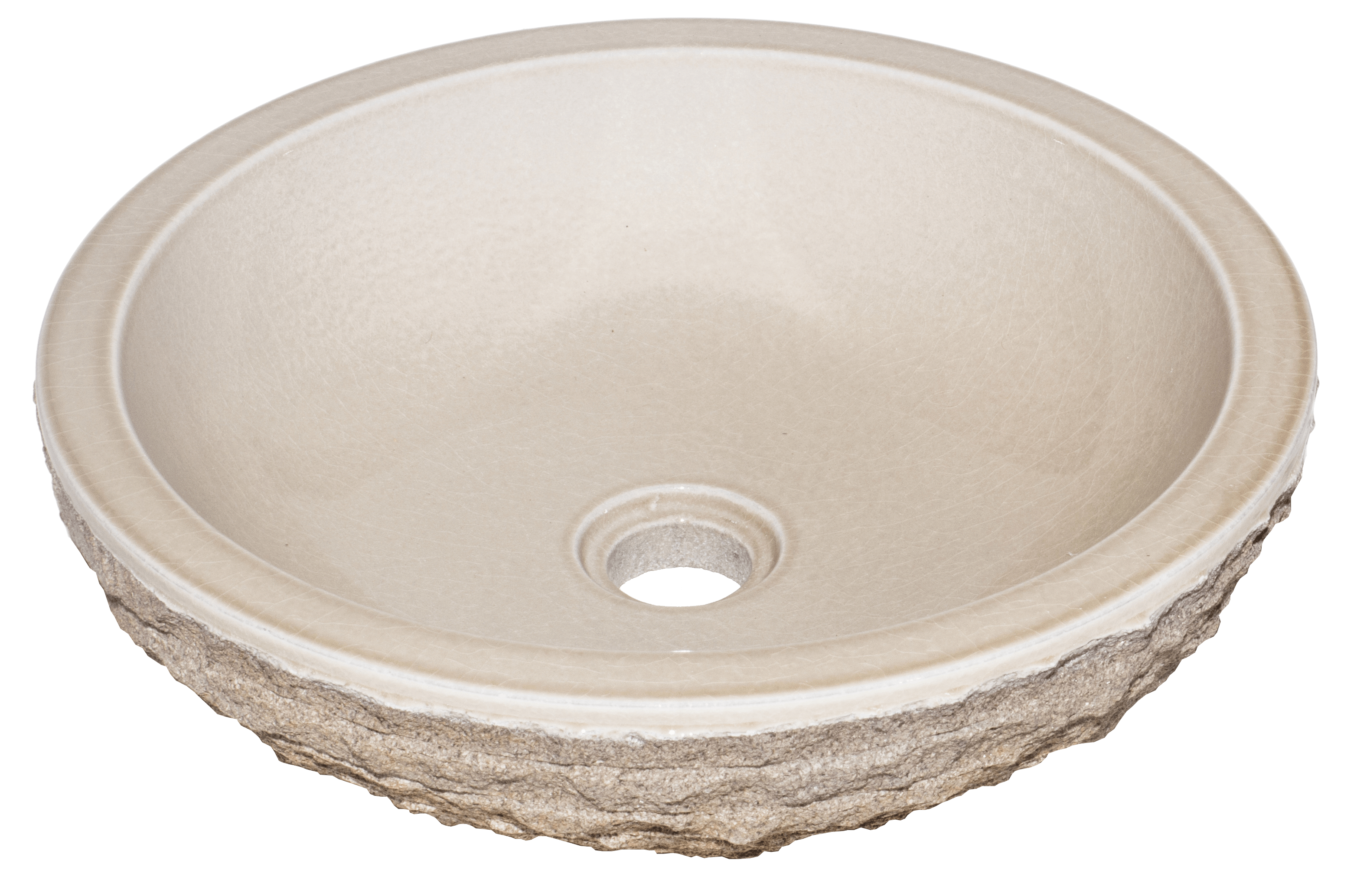 Bati Orient- LAFA01 Beige Glazed Interior Bowl Shaped Striped Washbasin 5"x20"