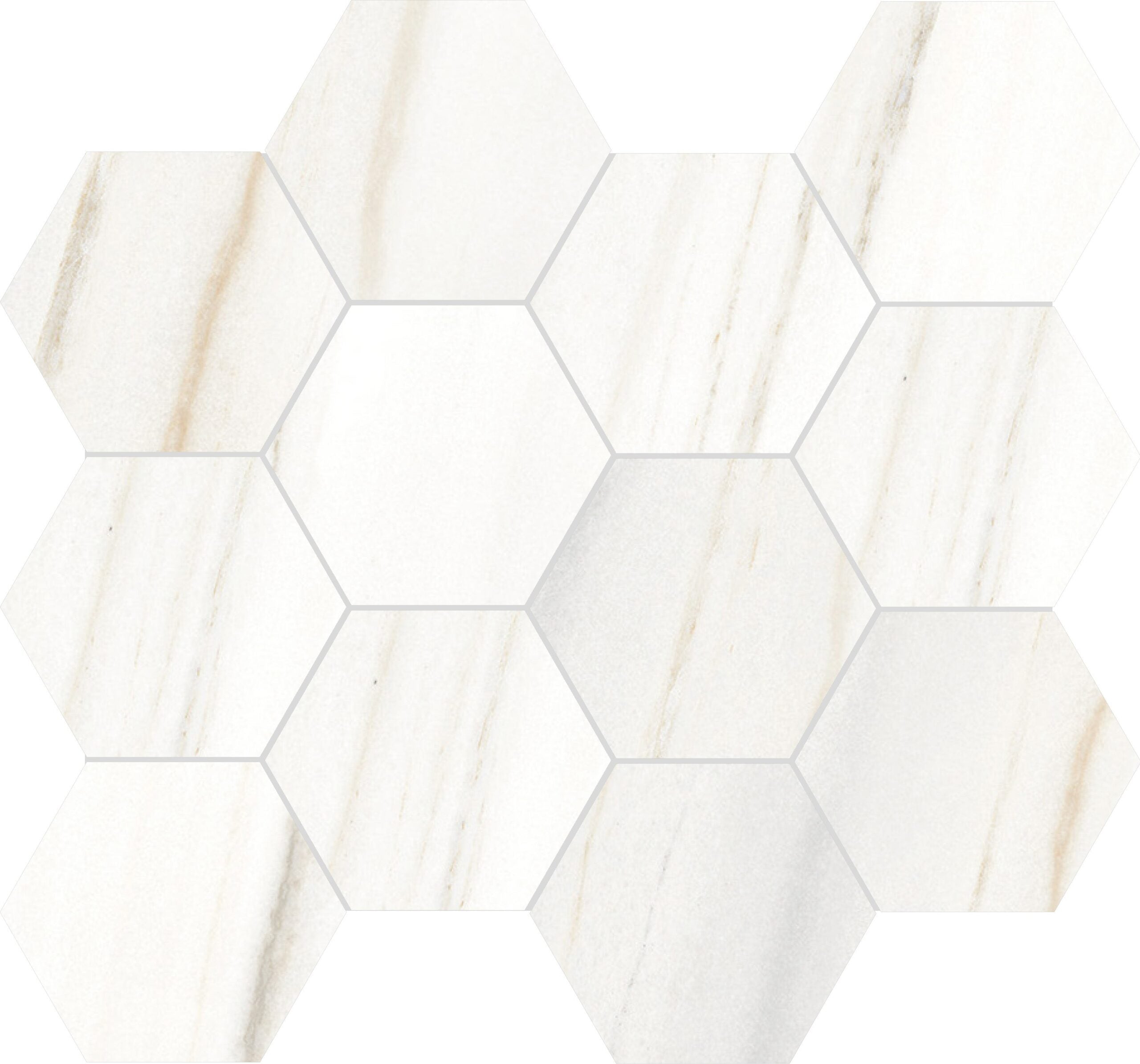 Rondine- Canova Lasa White 3" Hexagon Mosaic Polished