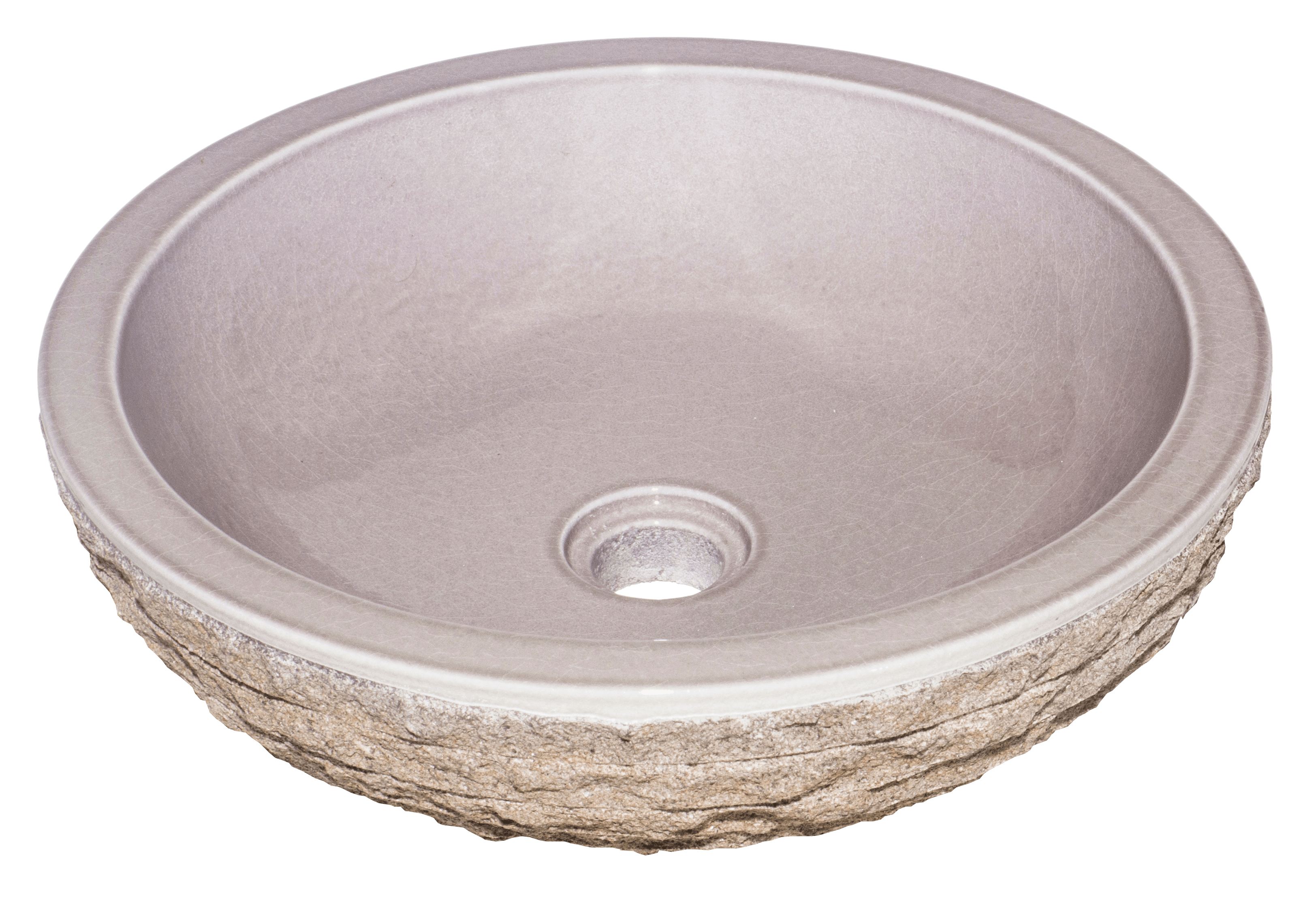 Bati Orient- LATA01 Taupe Glazed Interior Bowl Shaped Striped Washbasin 5"x20"