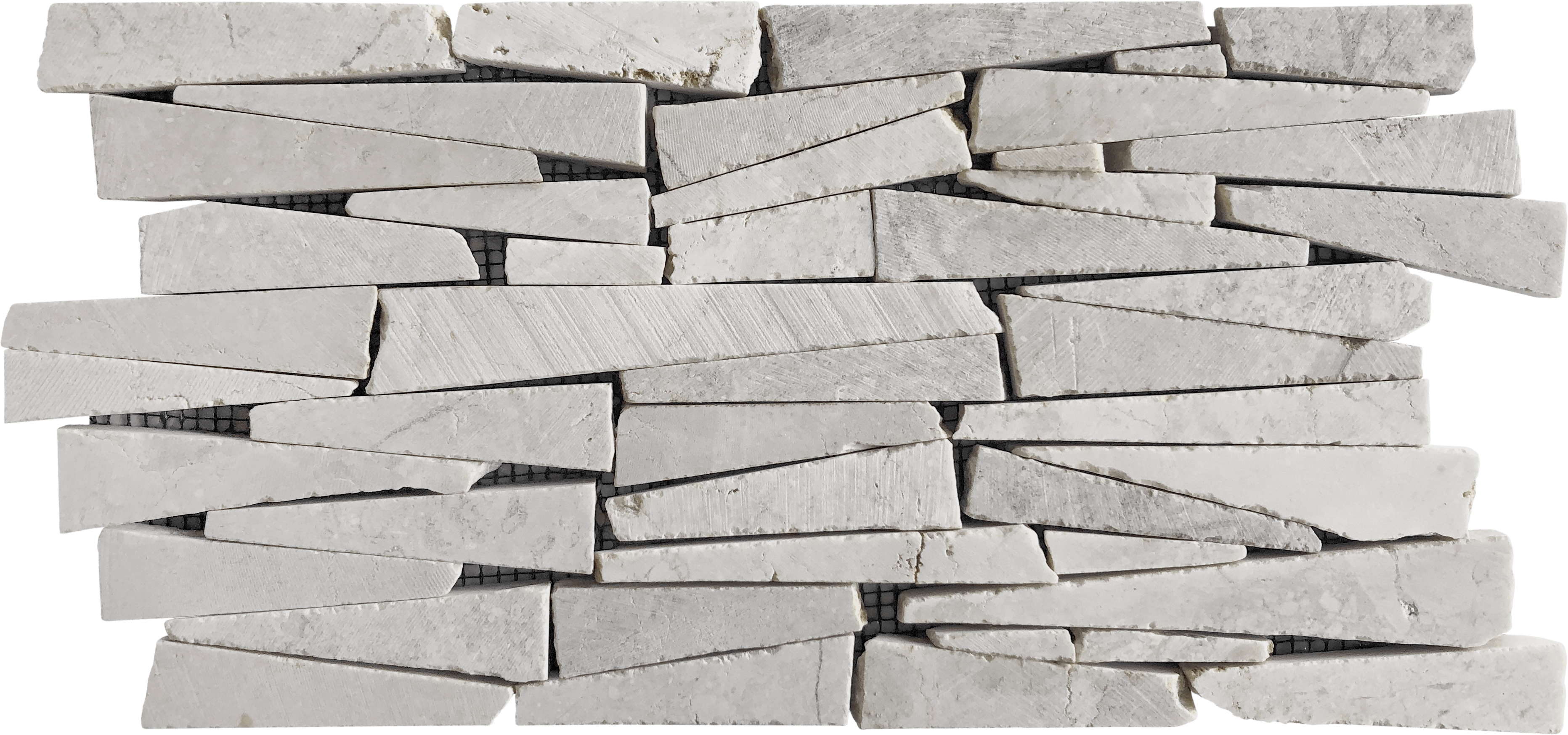 Bati Orient- MABL104 White Mix Marble Interlocking Mosaic 6"x12"