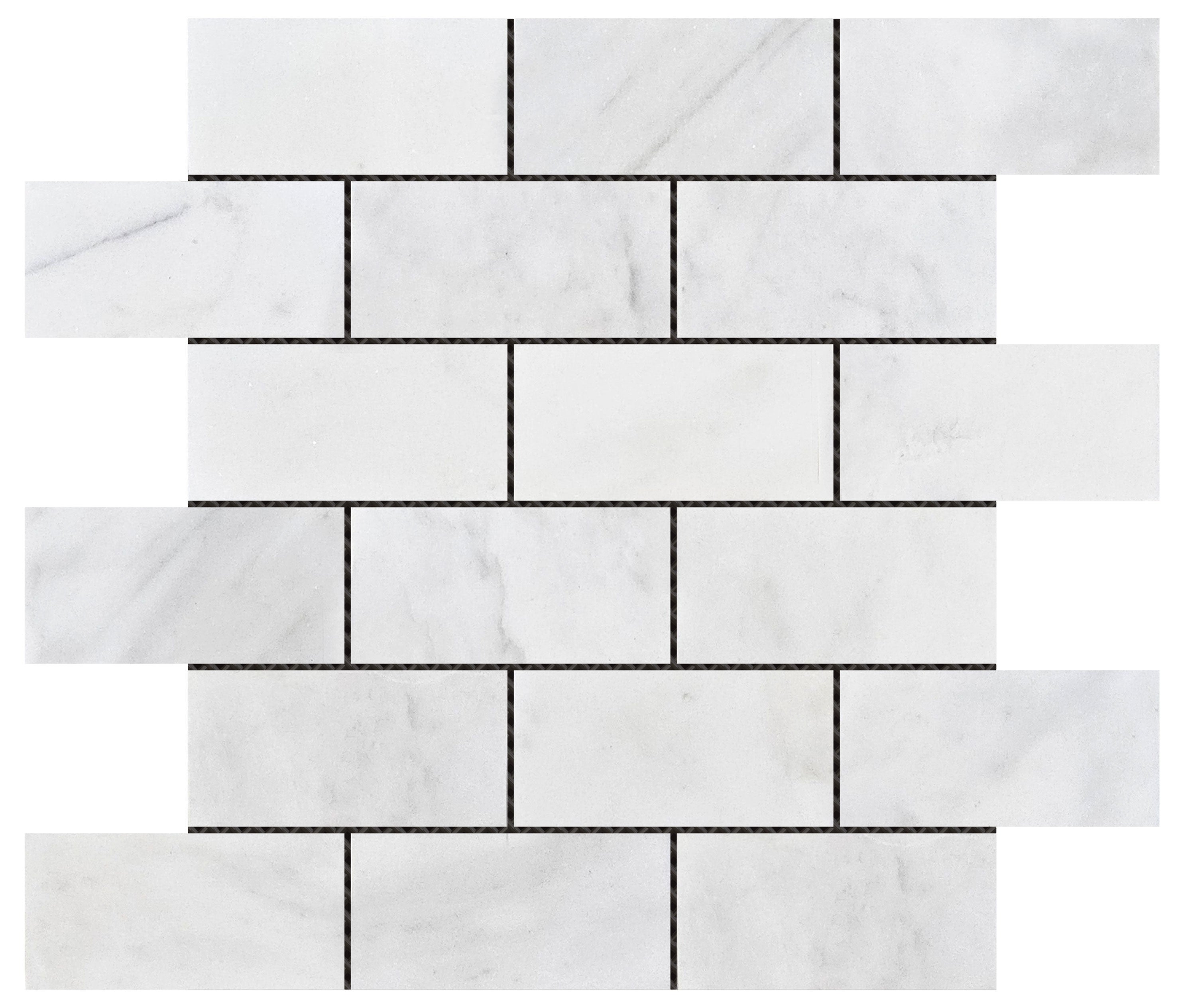 Bati Orient- MABL119 2"x4" Brick Pattern White Grey Marble