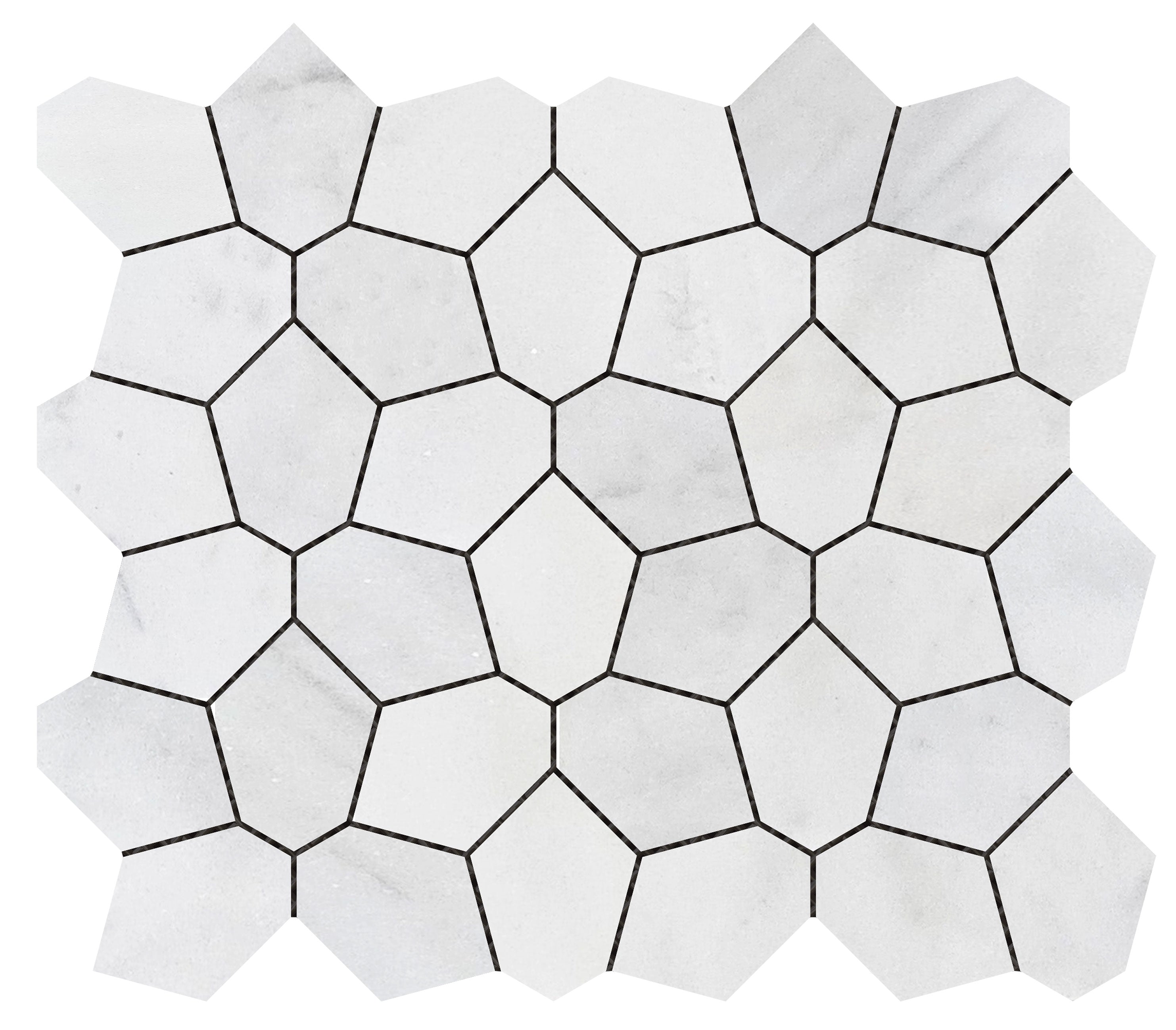 Bati Orient- MABL121 Irregular Hexagon White Grey Marble