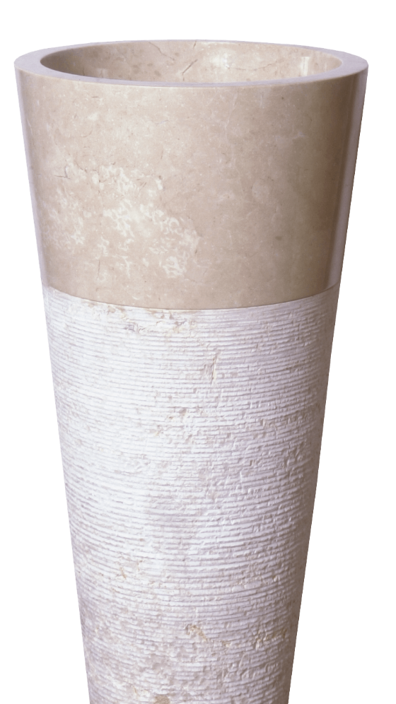 Tall cylindrical pot with two-tone design on a white background