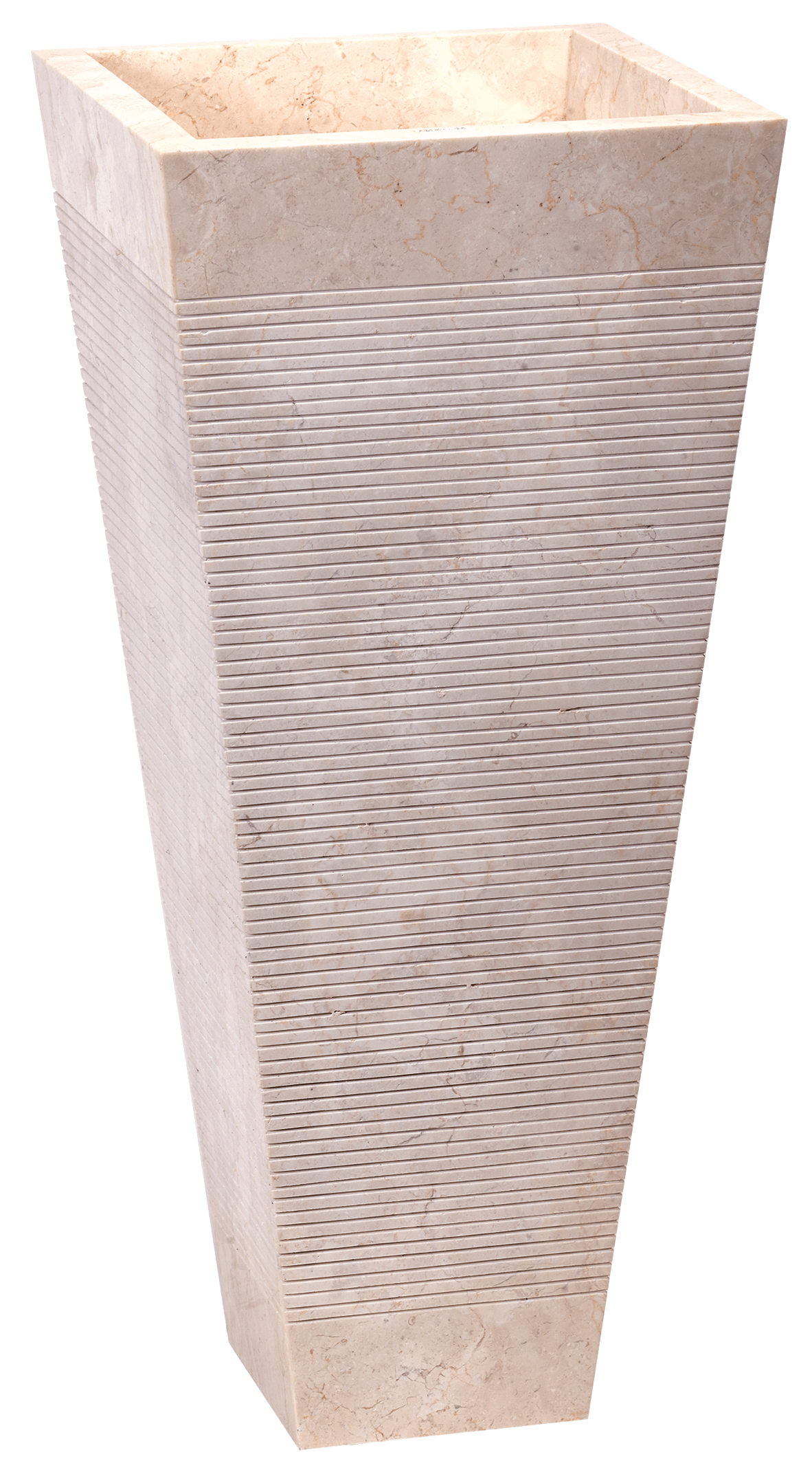 Bati Orient- MABL48 White Square Shaped Washbasin with Striped Trapezoid Pedestal 16" x 16" x 36"