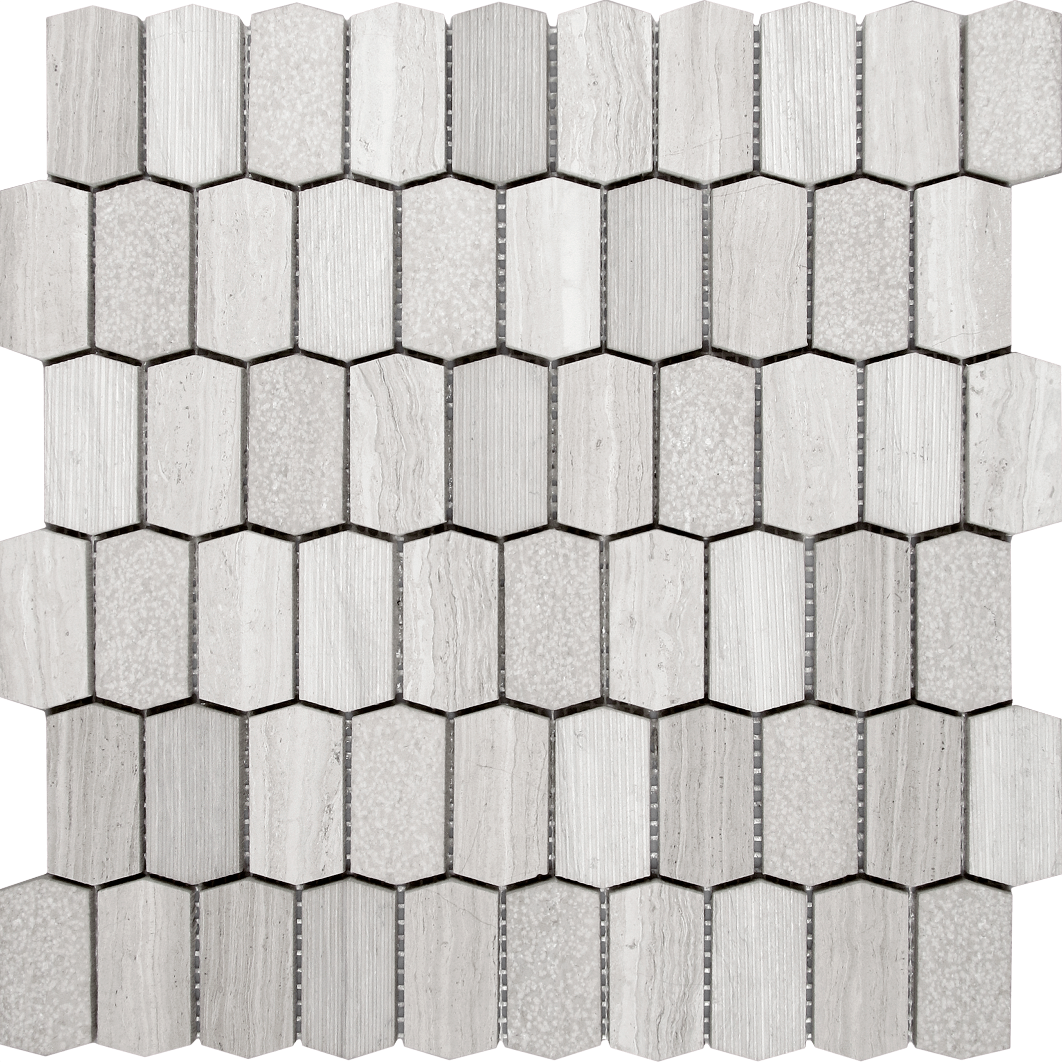 Bati Orient- MAGR107 Hexagon Limestone Multi Finish Mosaic Grey