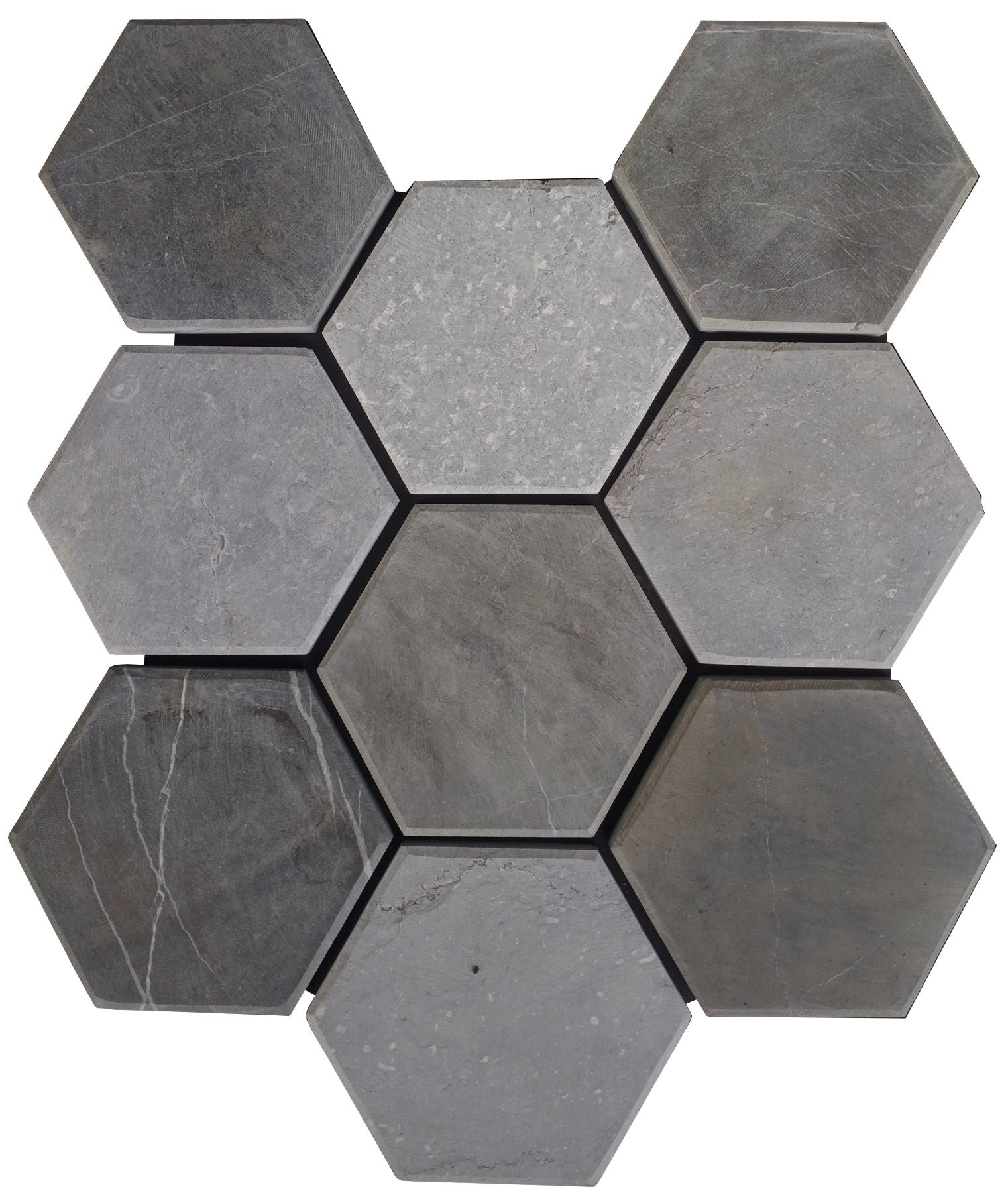 Bati Orient- MAGR122 Hexagon Grey Mix Honed Marble 4"x5"Mosaic