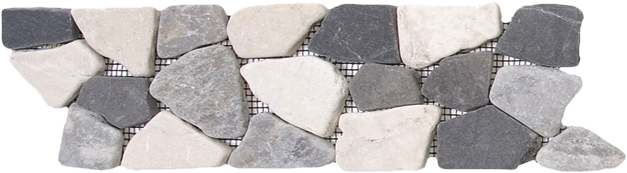 Bati Orient- MAMI12/30 White/Grey/Black Opus Mosaic Border 4" x 12"