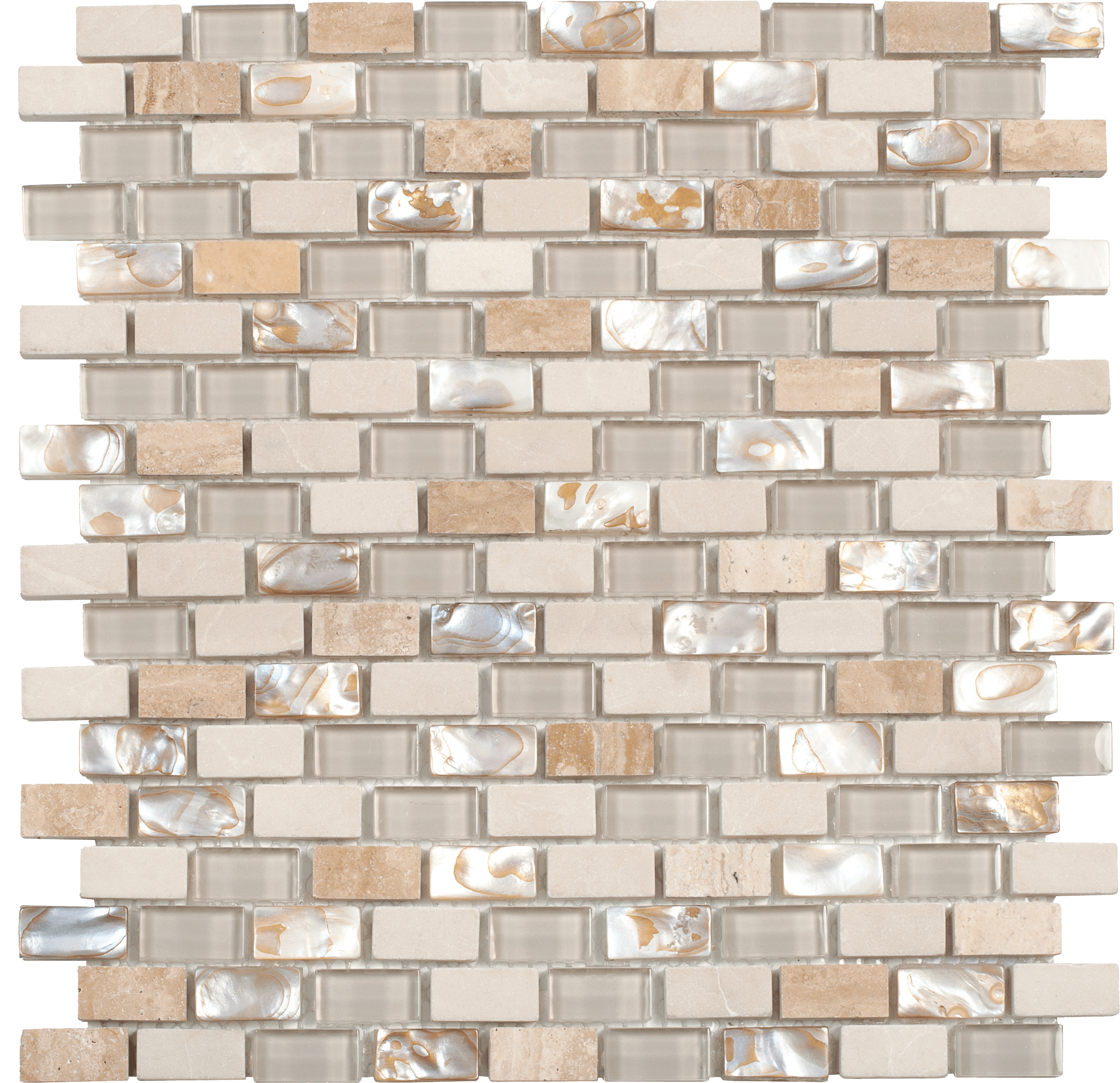 Bati Orient- MAMI120 White Beige Brick Marble Glass Interlocking