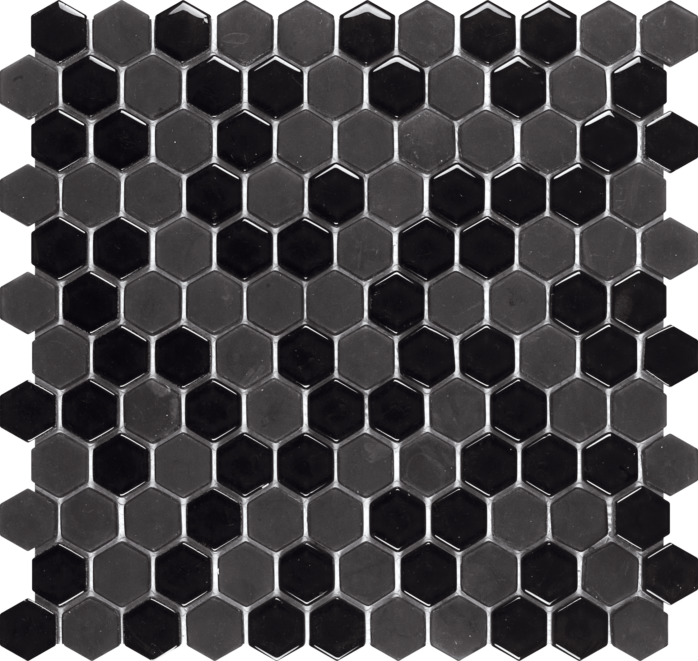 Bati Orient- MAMI143 Hexagon Black Glass & Marble Mosaic