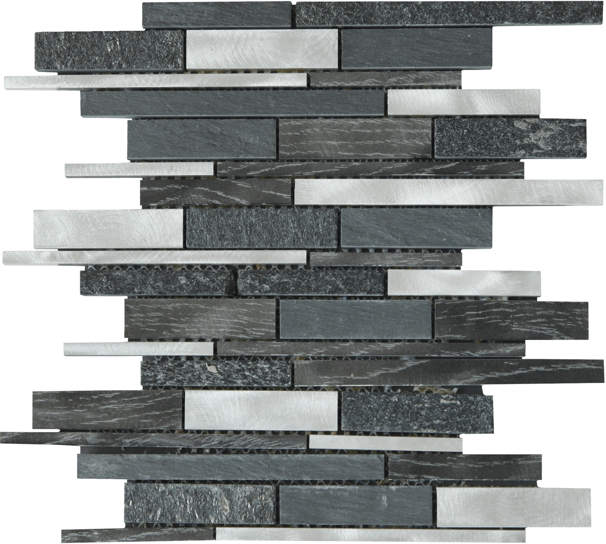 Bati Orient- MAMI150 Baguette Grey Stone/Black Aluminum Mix Mosaic