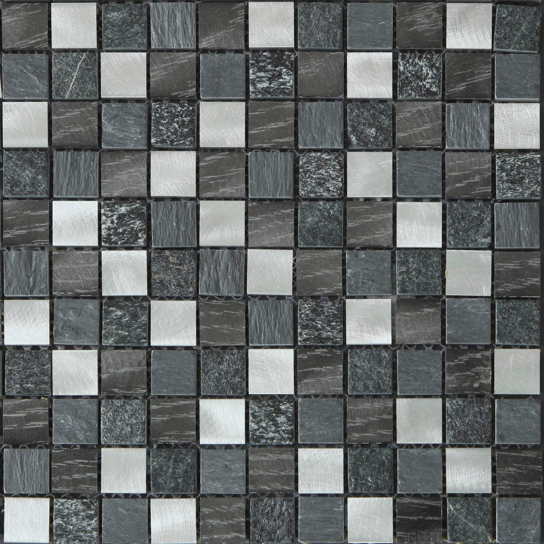 Bati Orient- MAMI153 Grey/Black Stone Aluminum Mix Mosaic
