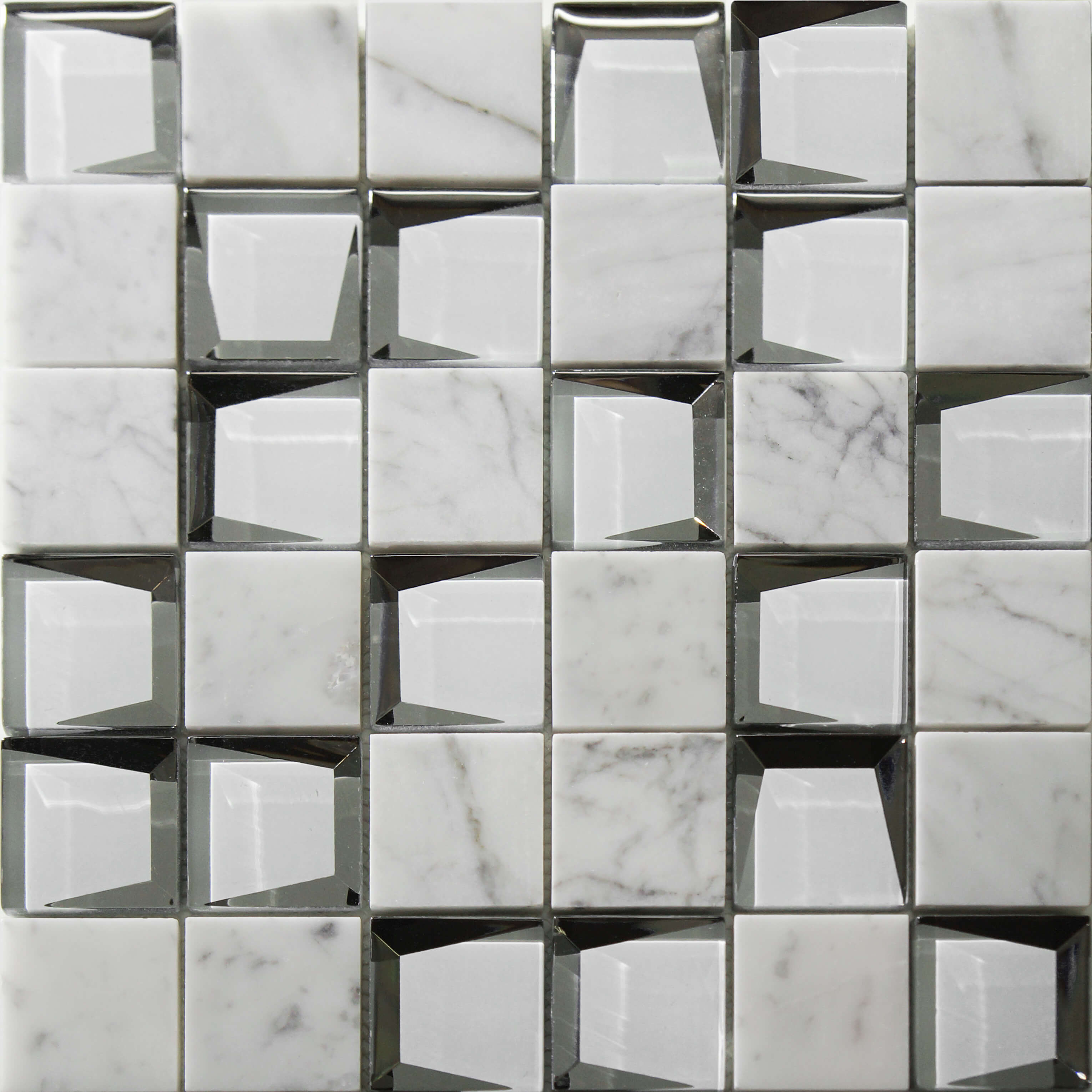 Bati Orient- MAMI180 Marble & Glass 2"x2" White Mix Mosaic