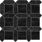 Bati Orient- MAMI203 Black Marble & Black Ceramic Picket & Square Mix Mosaic