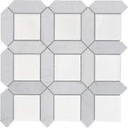 Bati Orient- MAMI204 White Mix Marble & White Ceramic Picket & Square Mix Mosaic