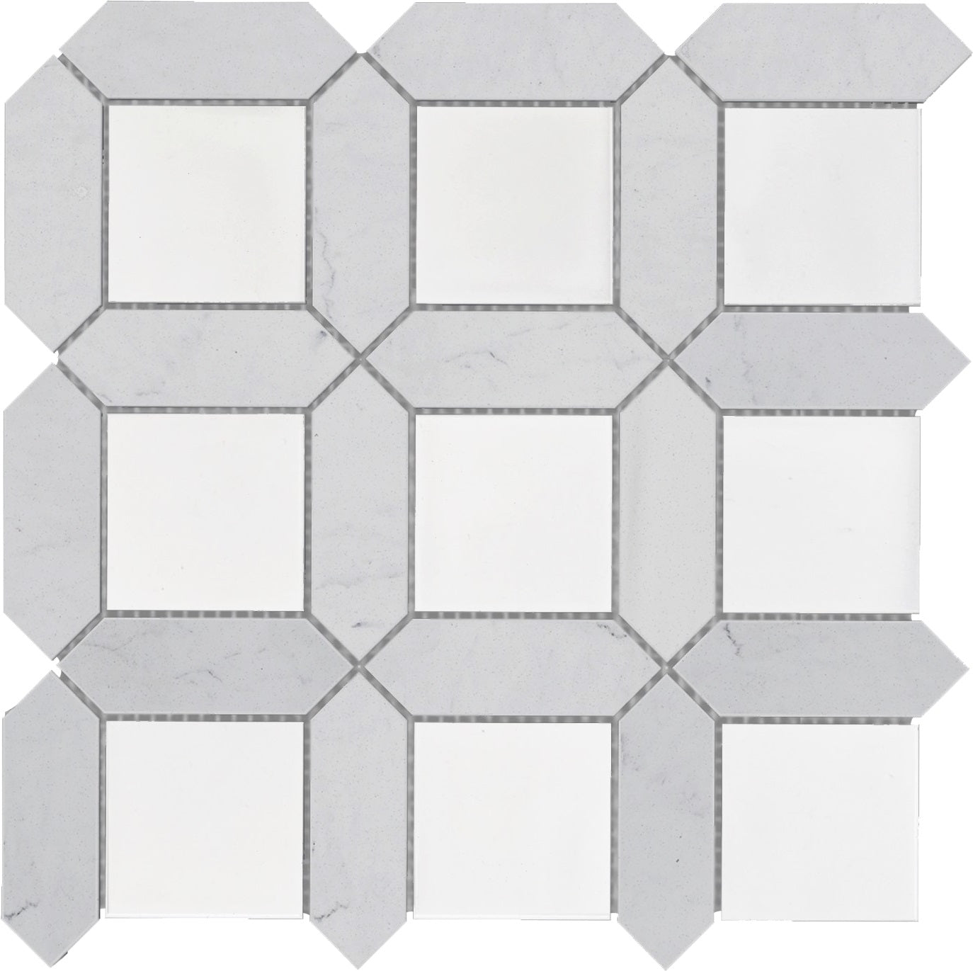 Bati Orient- MAMI204 White Mix Marble & White Ceramic Picket & Square Mix Mosaic
