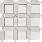 Bati Orient- MAMI205 Beige Marble & Off White Ceramic Picket & Square Mix Mosaic