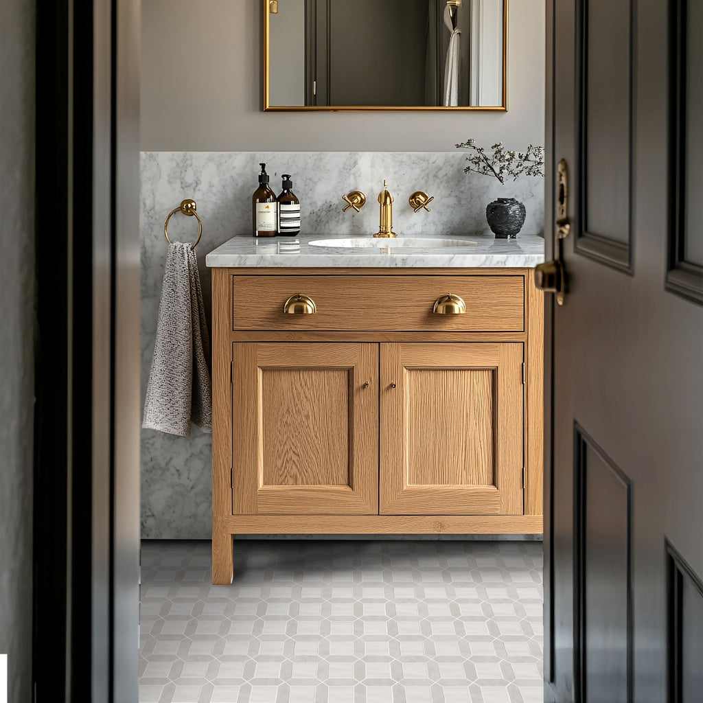 Bati Orient- MAMI205 Beige Marble & Off White Ceramic Picket & Square Mix Mosaic