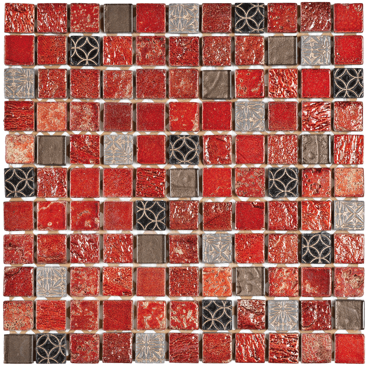 Bati Orient- MAMI32 Red Stone/Brown Glass/ Decor Mosaic