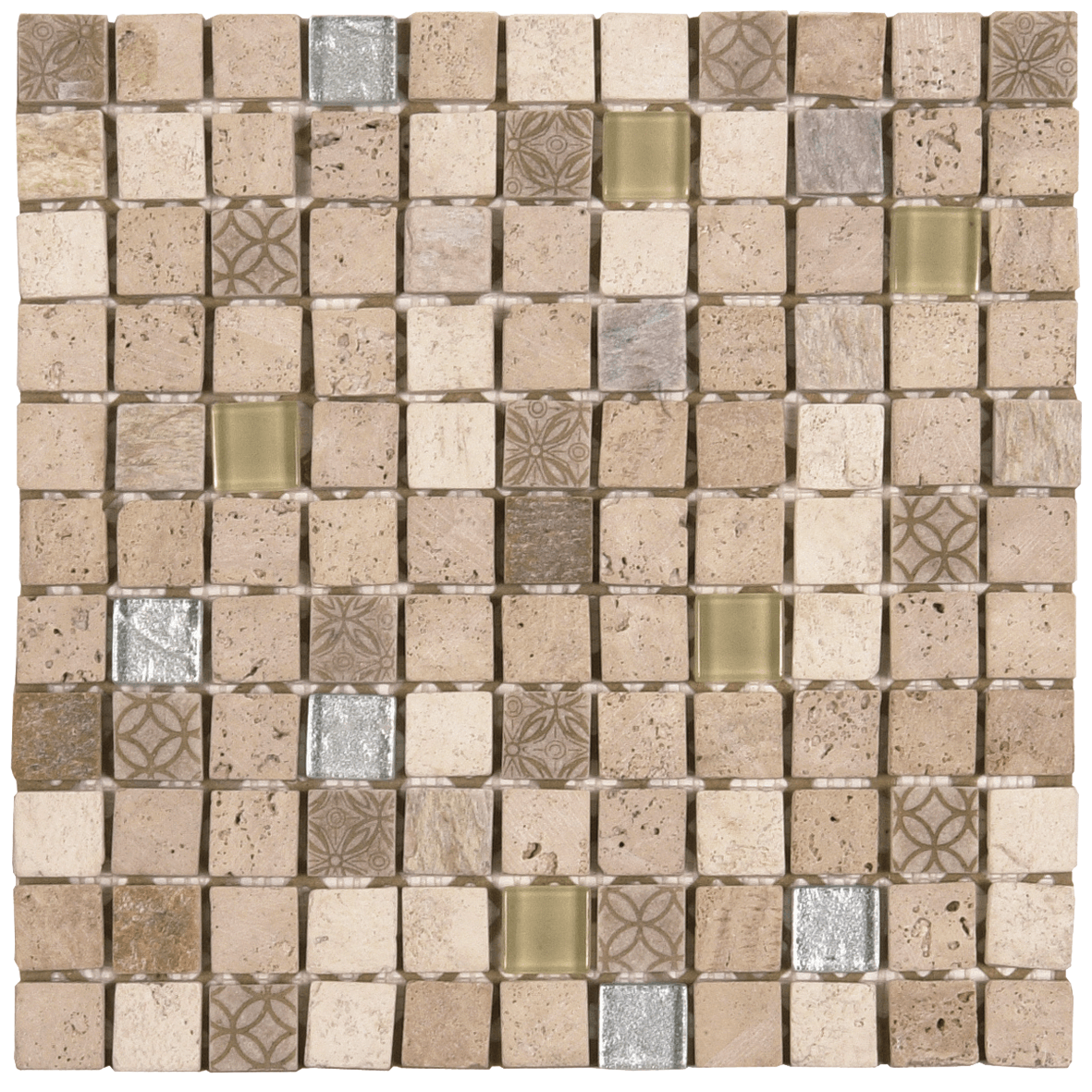 Bati Orient- MAMI51 Beige Marble /Silver Beige Glass /Decor Mosaic