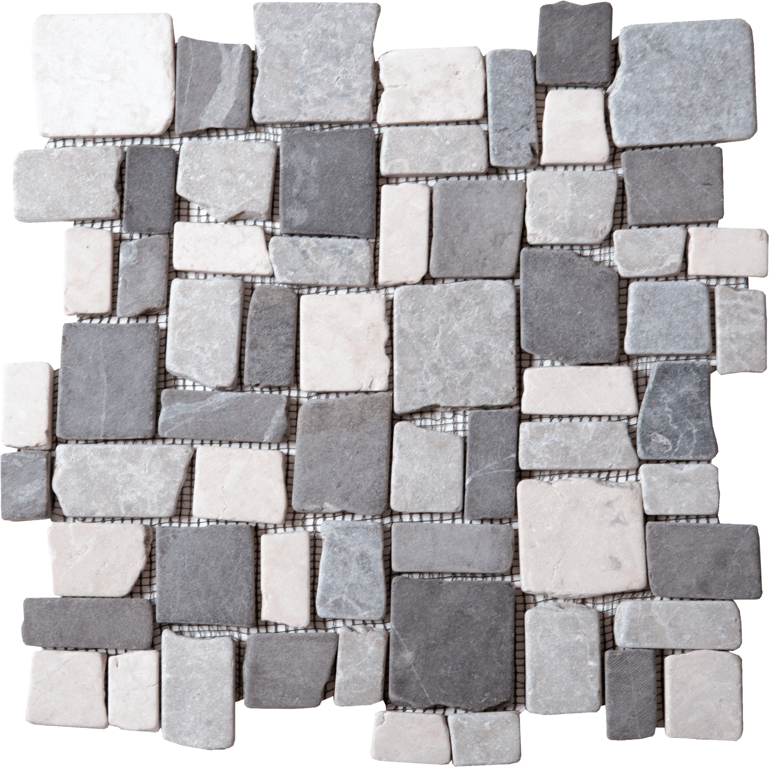 Bati Orient- MAMI86 White/Grey/Dark Grey Matte Cubic Marble Mosaic