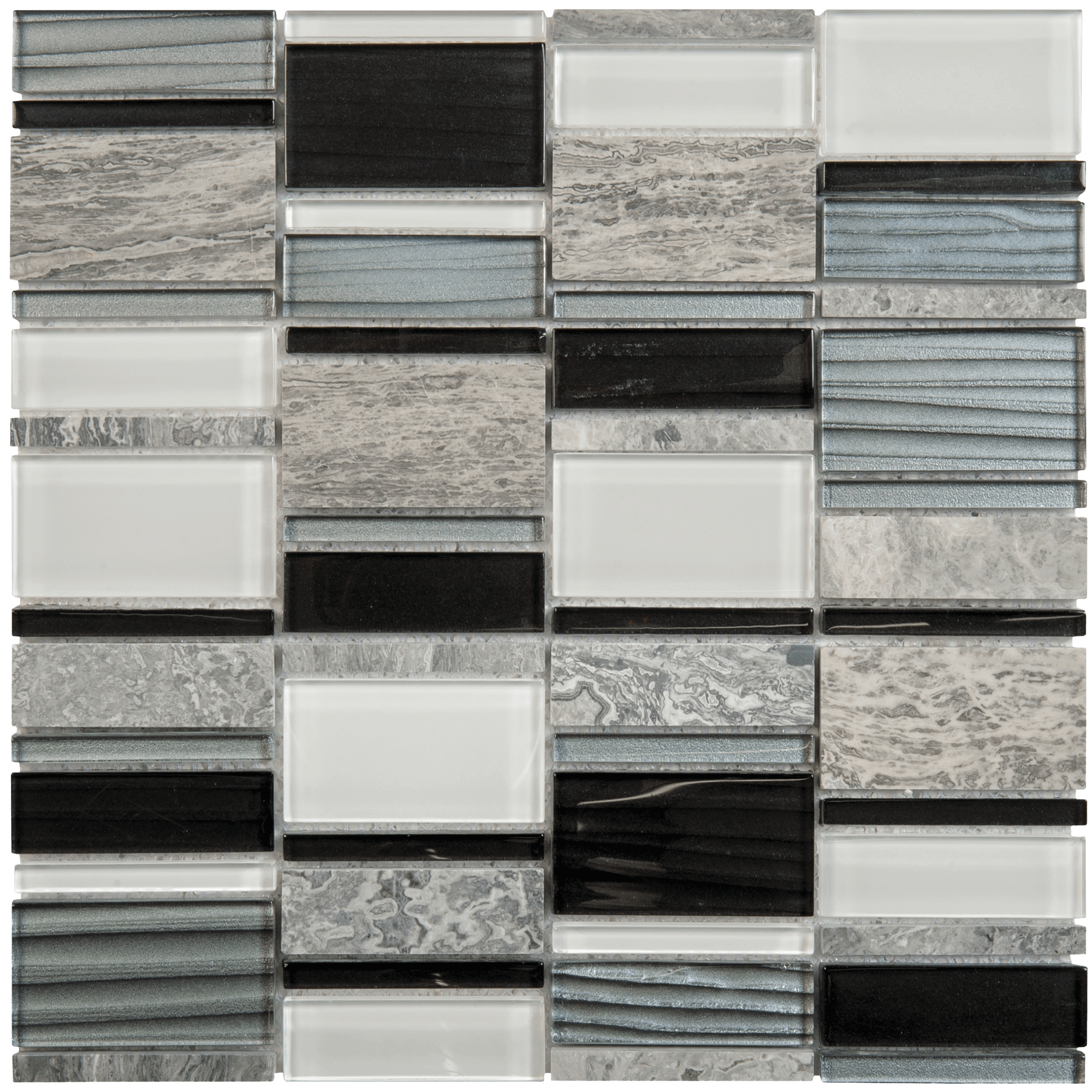 Bati Orient- MAMI94 Marble Grey/ Glass Black/Grey/White Mosaic