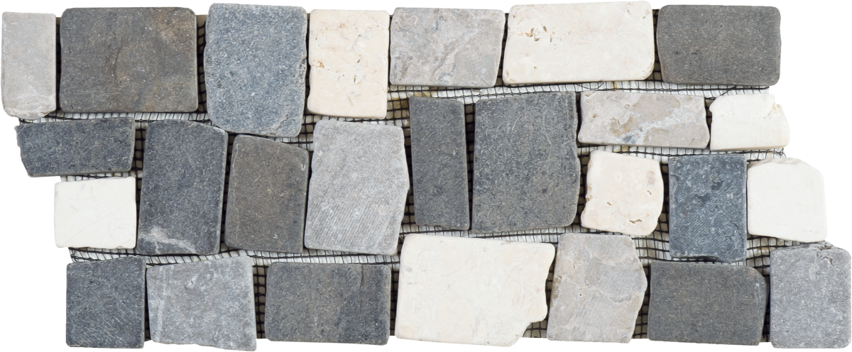Bati Orient- MAMI96/30 White/Grey/Dark Grey Matte Cubic Marble Mosaic Border