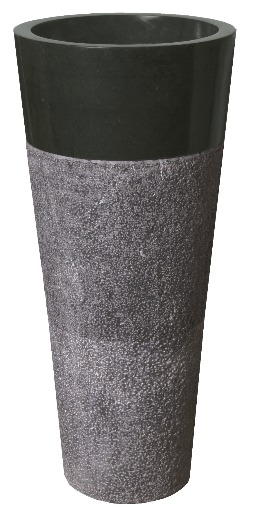 Bati Orient- MANO29 Black Bowl Shaped Washbasin with Hammered Pedestal 16" x 36"