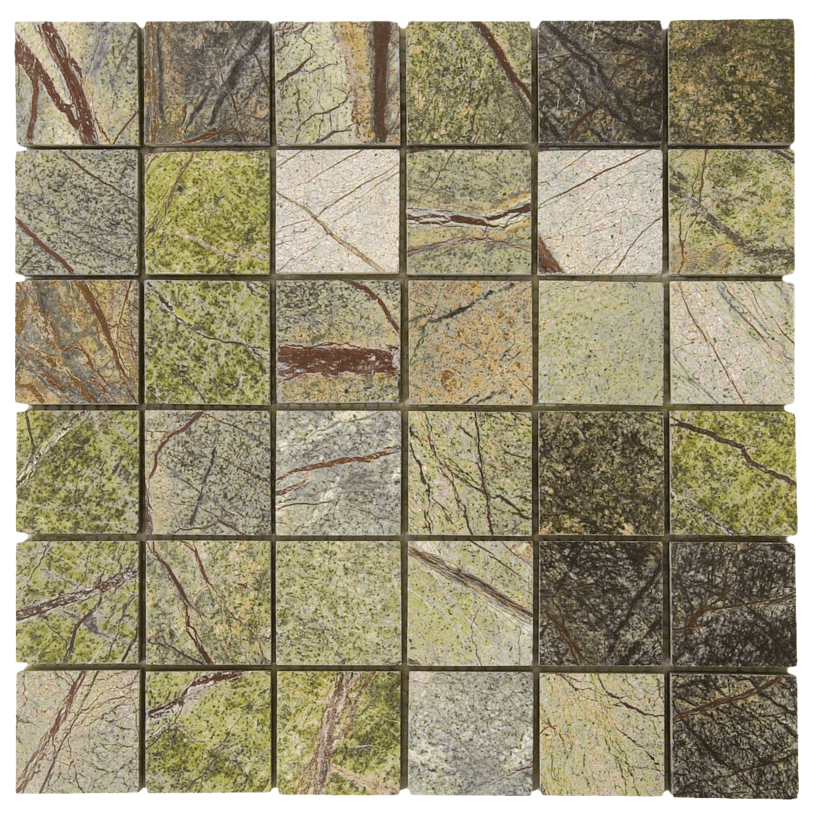 Bati Orient- MAVE01 Rainforest Green Polished Marble Mosaic 2" x 2"
