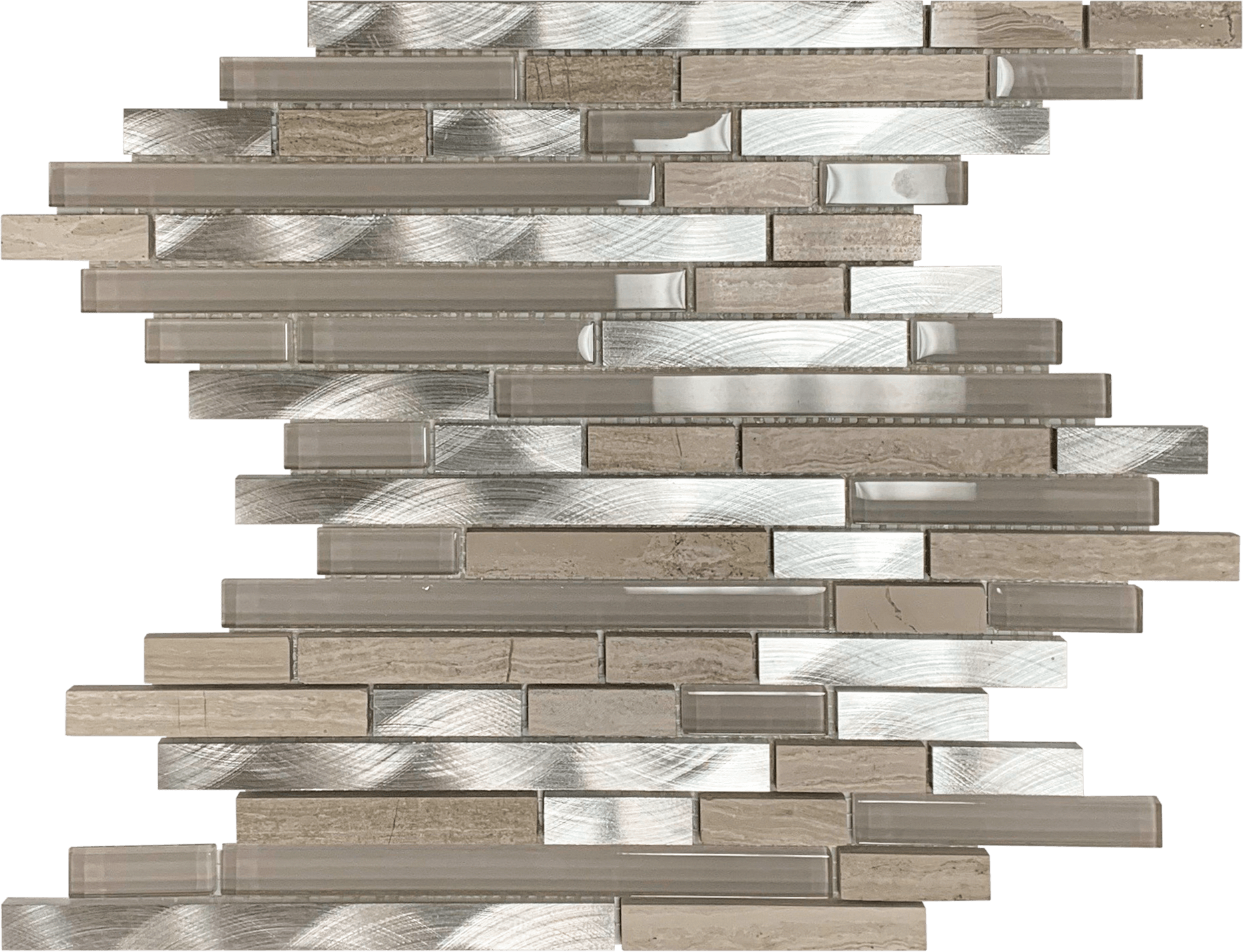Bati Orient- MEMI27 Beige Marble Glass /Aluminum Baguette Mosaic