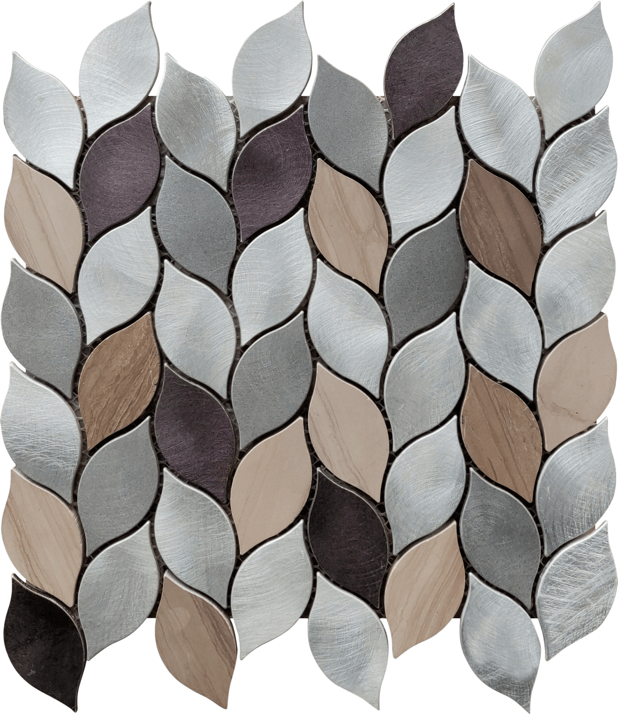 Bati Orient- MEMI60 Aluminum & Marble Leaves Grey Brown Mosaic