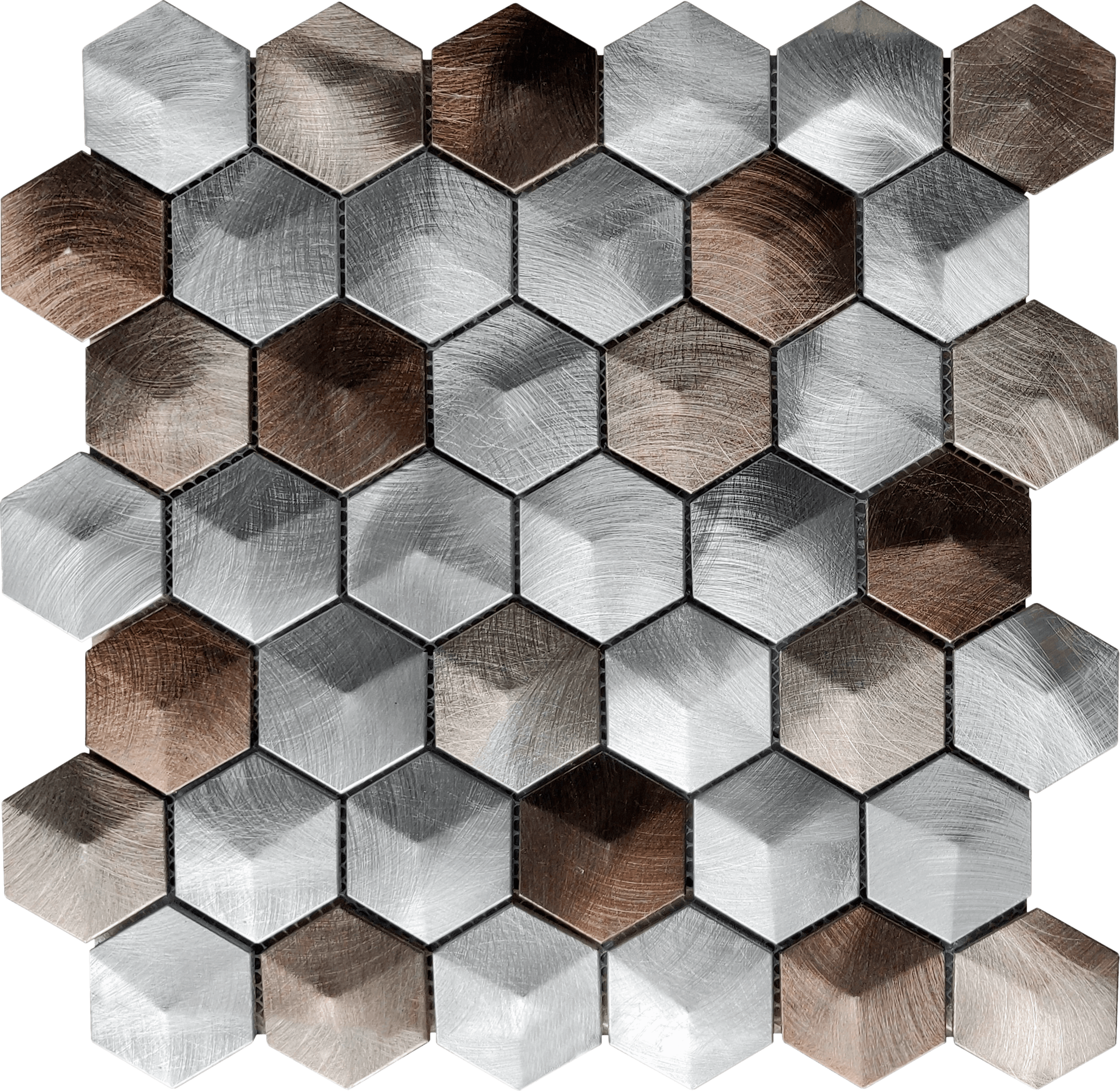 Bati Orient- MEMI61 Aluminum Hexagon Silver Brown Mosaic