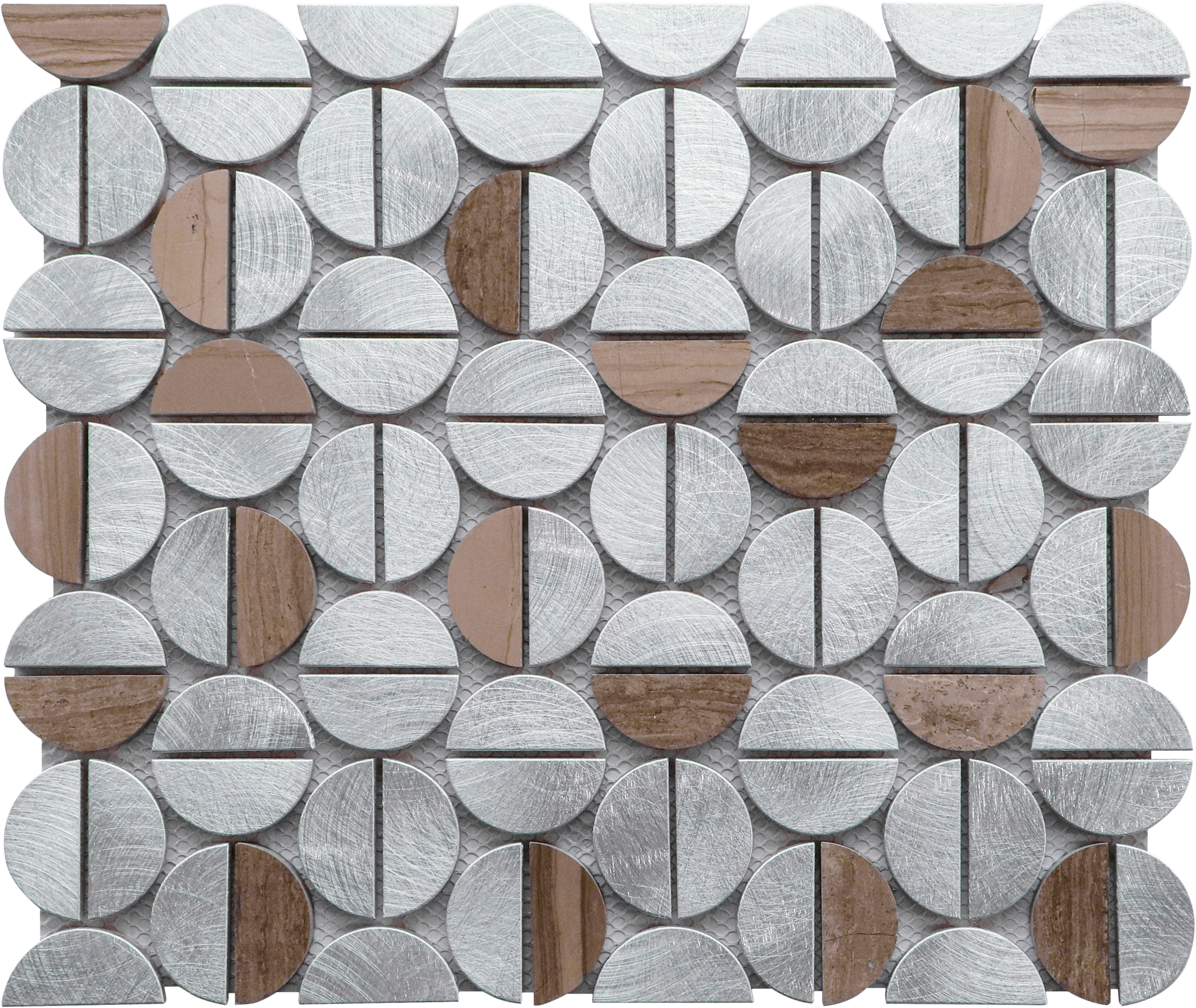 Bati Orient- MEMI63 Aluminum & Marble Semi Circle Brown/Silver Mosaic