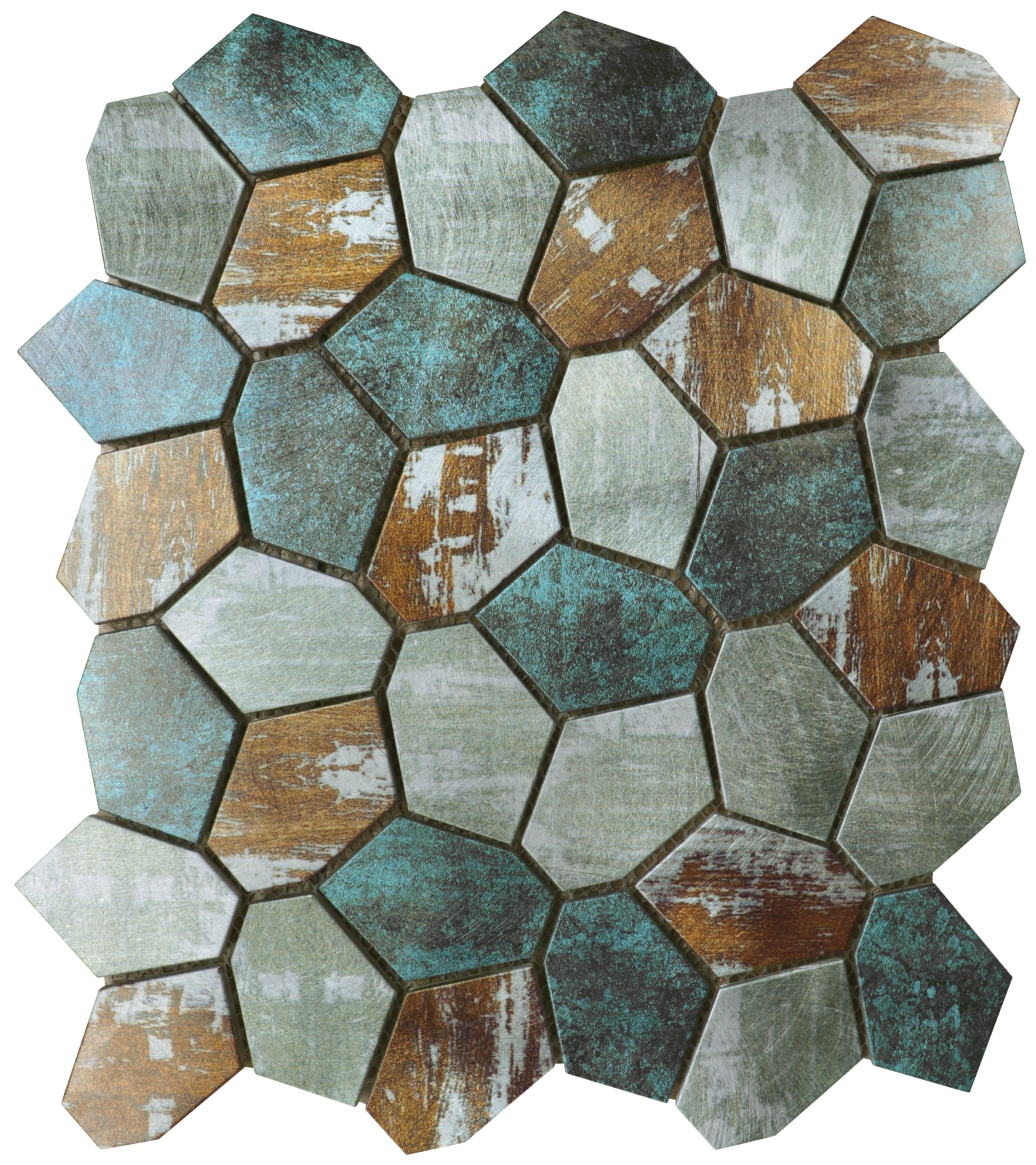 Bati Orient- MEMI64 Hexagon Aluminum Mix Green Grey Beige