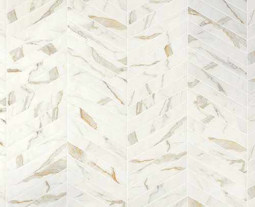 Marca Corona Miniature Scultorea Calacatta Oro Fino Chevron 3"x18"