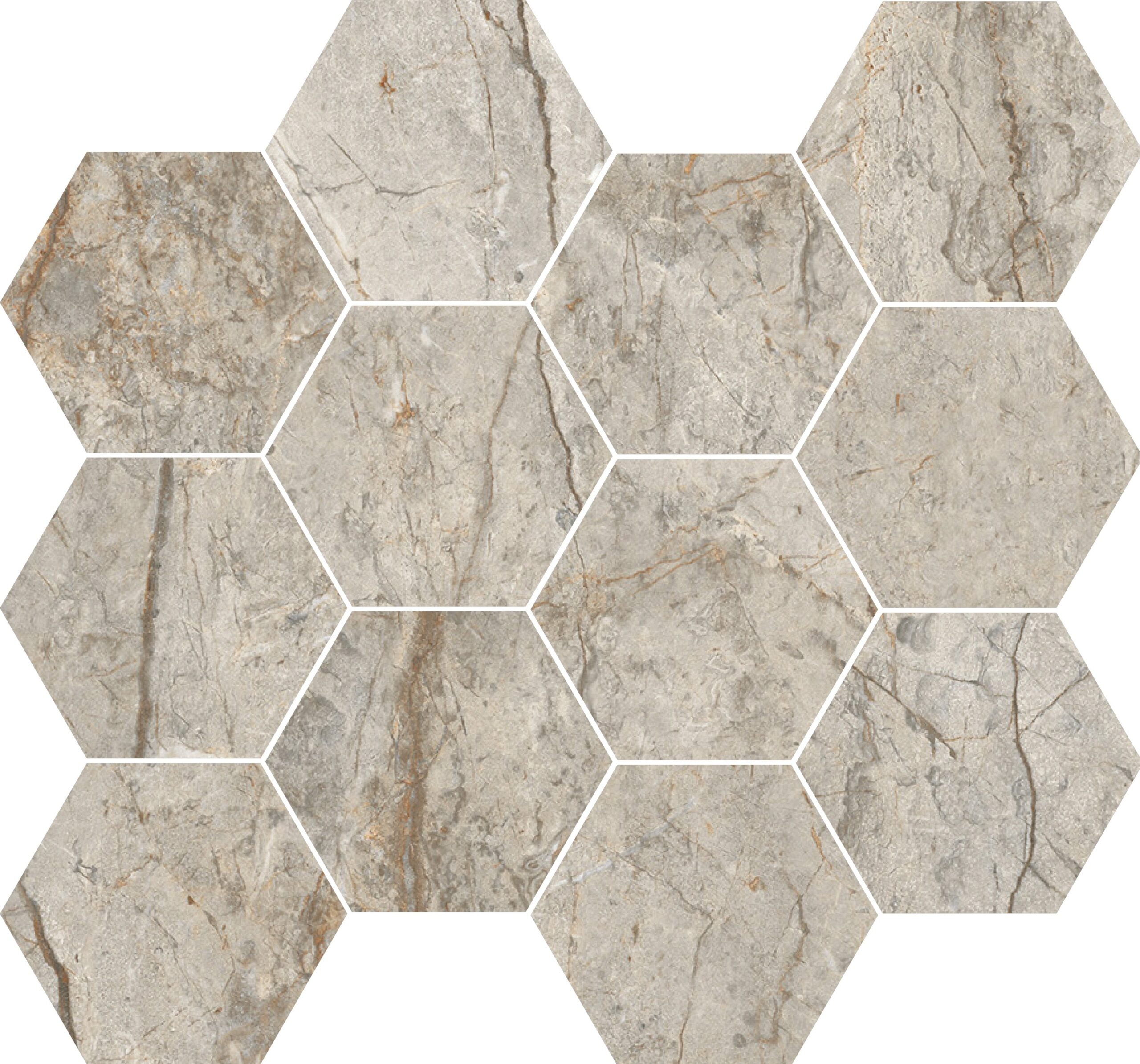 Rondine- Canova Oxford Grey 3" Hexagon Mosaic Polished