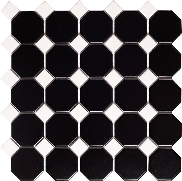 Intermatex- Octagon Matte Black With Glossy White Dot