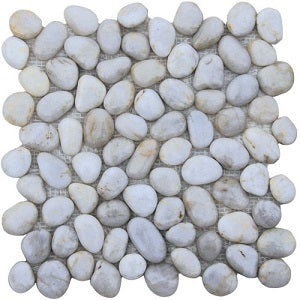 Procida Tile- Perla Bianco Glossy River Rock