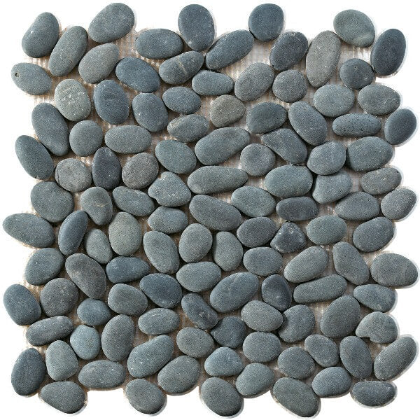 Procida Tile- Perla Nero Round Natural/Matte River Rock