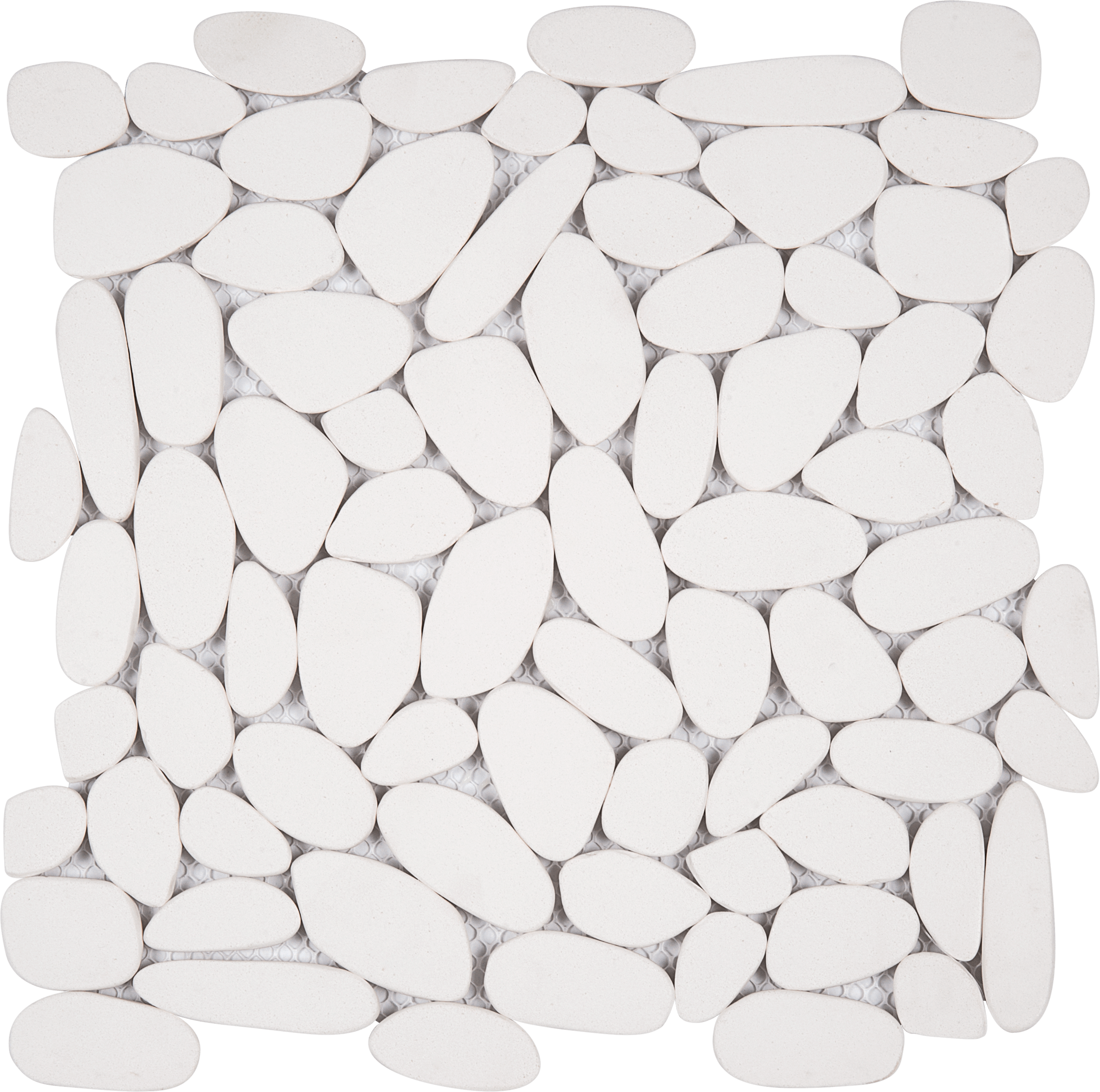 Bati Orient- PIBL14 White Sliced Reconstituted Pebble Mosaic Interlocking 12"x12"