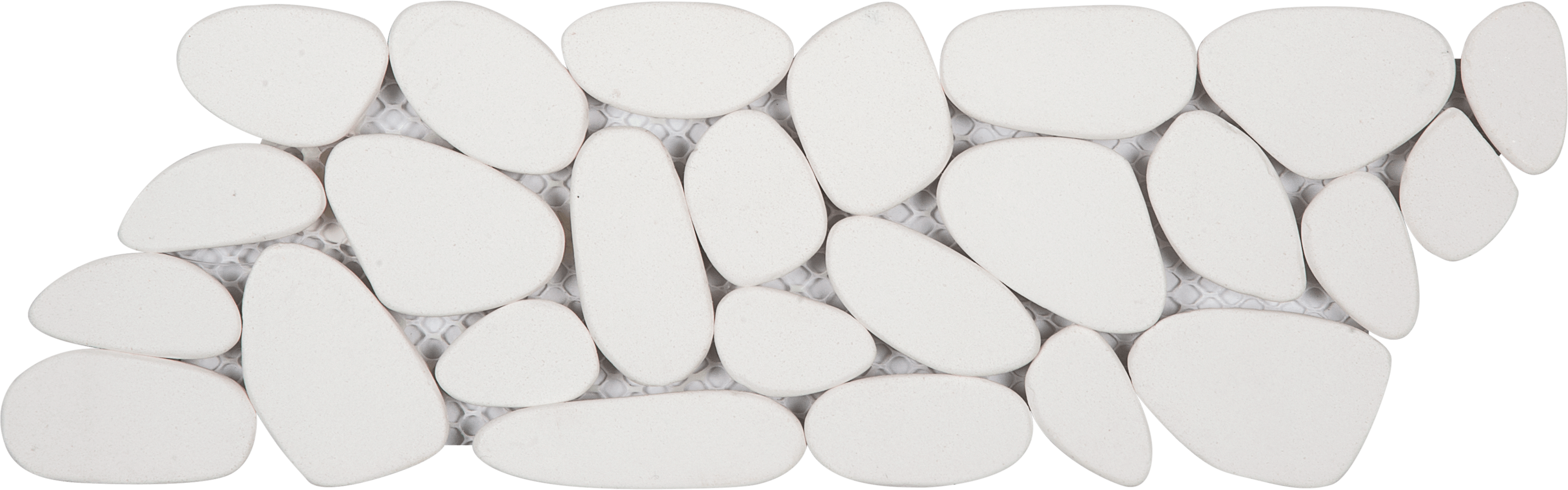 Bati Orient- PIBL15 White Sliced Reconstituted Pebble Mosaic Interlocking Border 4"x12"