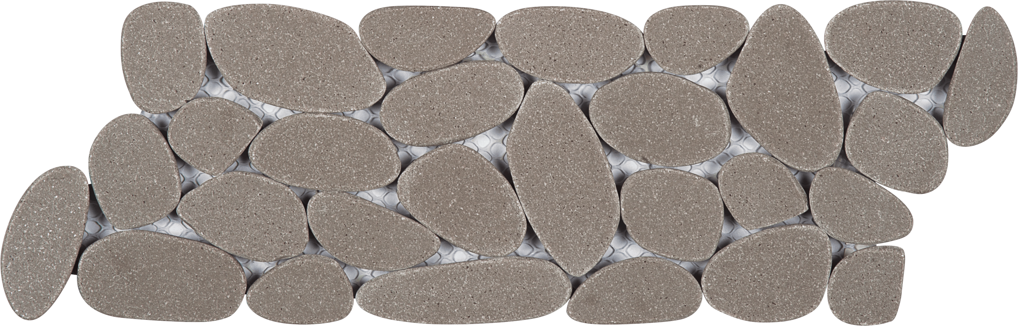 Bati Orient- PIGR31 Light Grey Sliced Reconstituted Pebble Mosaic Interlocking Border 4"x12"