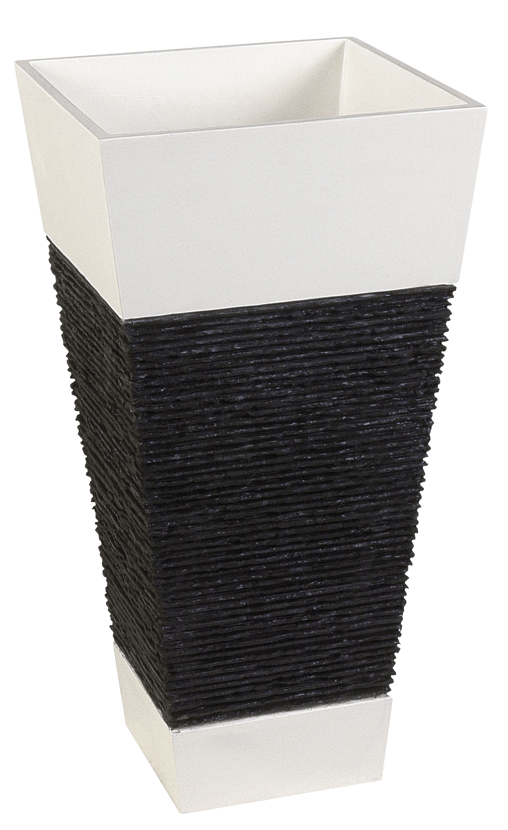 Bati Orient- PIMI03 White Square Reconstituted Washbasin with Black Stripes Pedestal 16.5x16.5x32"