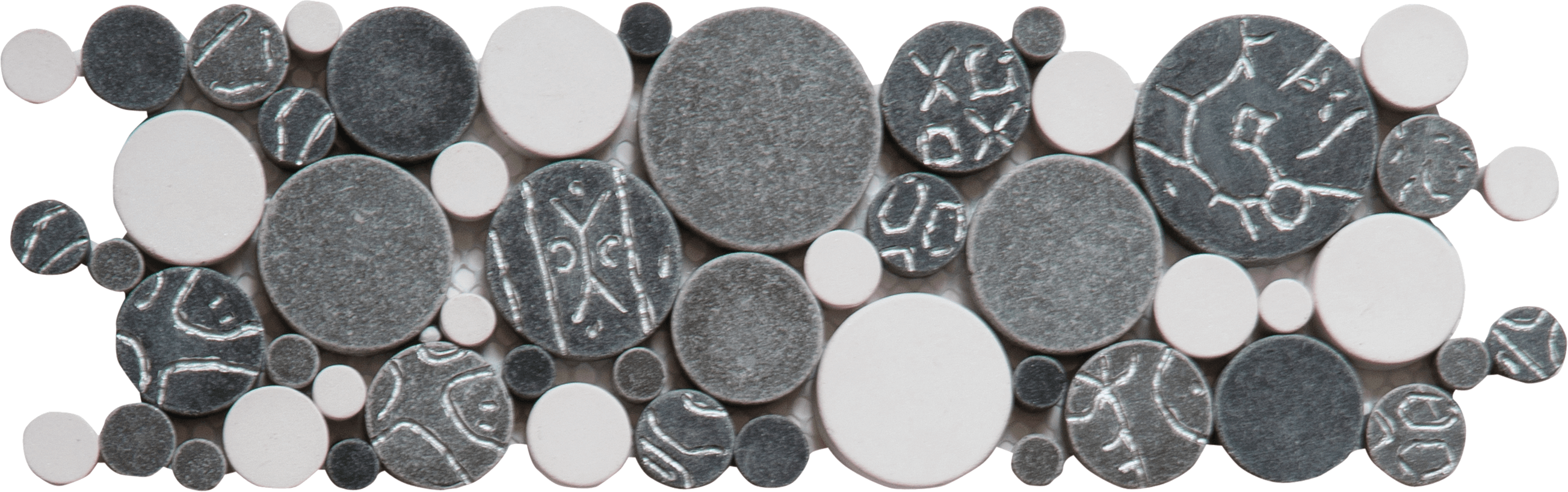Bati Orient- PIMI19 White Grey Silver Penny Rounds Glass Interlocking 4"x12"