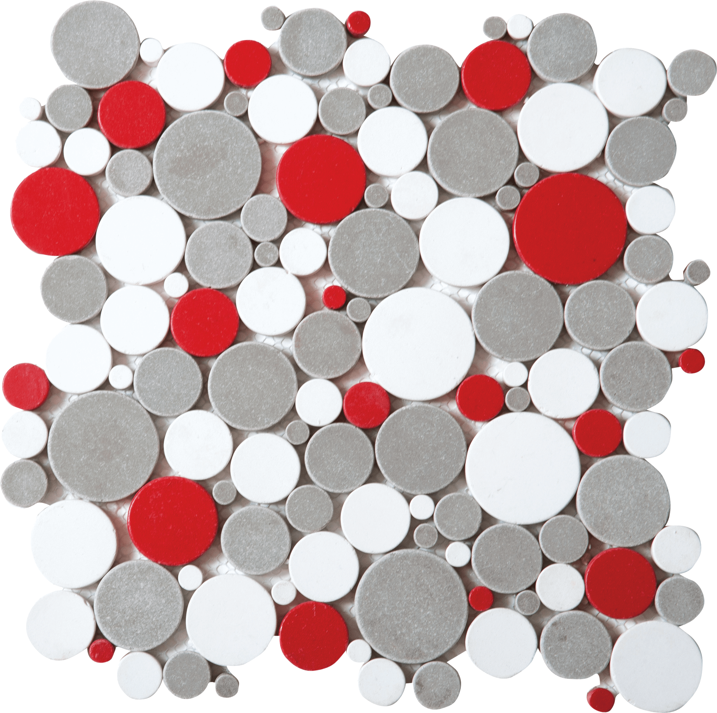 Bati Orient- PIMI22 White Grey Red Penny Rounds Glass Interlocking 12"x12"