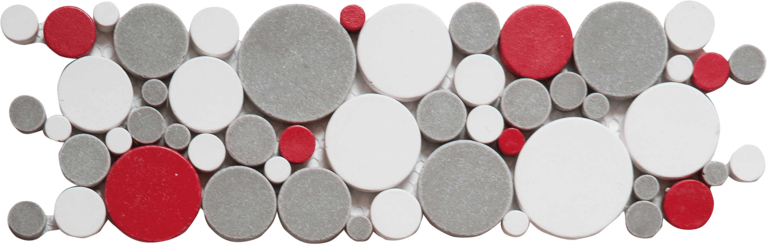 Bati Orient- PIMI23 White Grey Red Penny Rounds Glass Interlocking 4"x12"