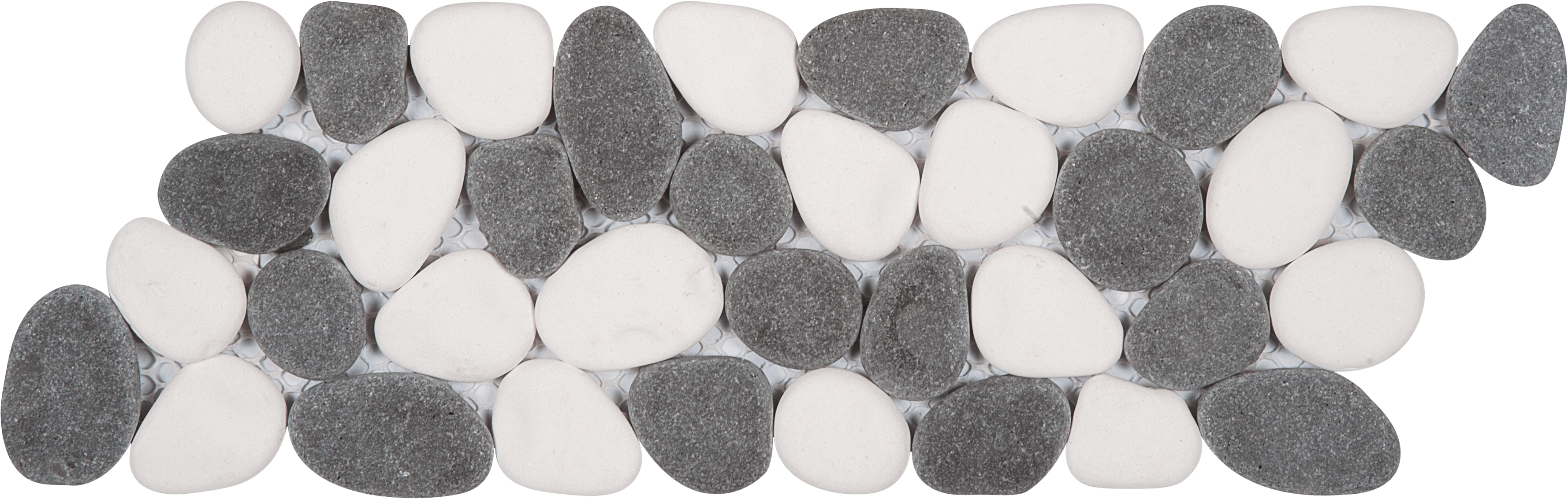 Bati Orient- PIMI27 White & Black Reconstituted Pebble Mosaic Interlocking 4"x12"