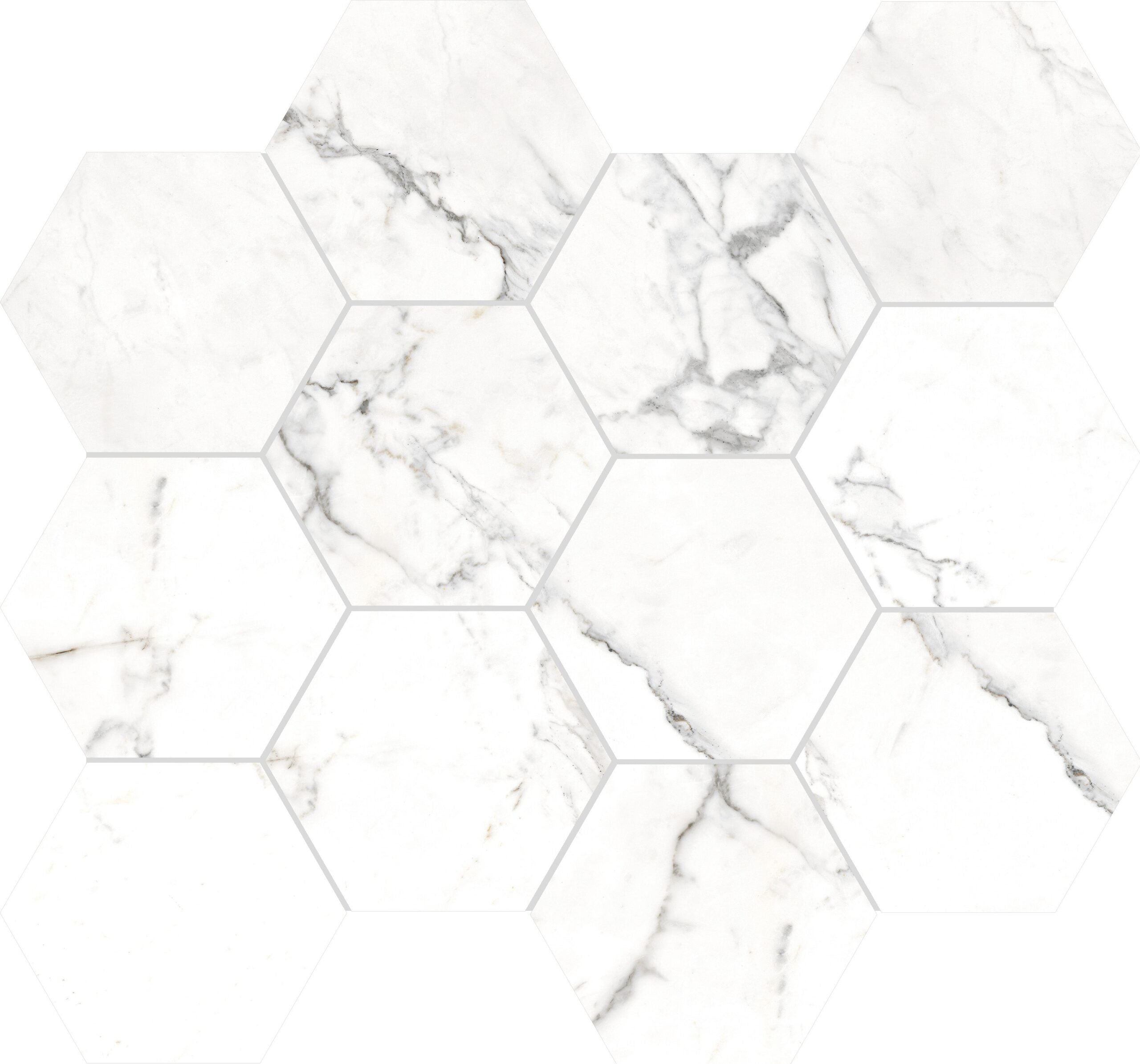 Rondine- Canova Statuario 3" Hexagon Mosaic Polished