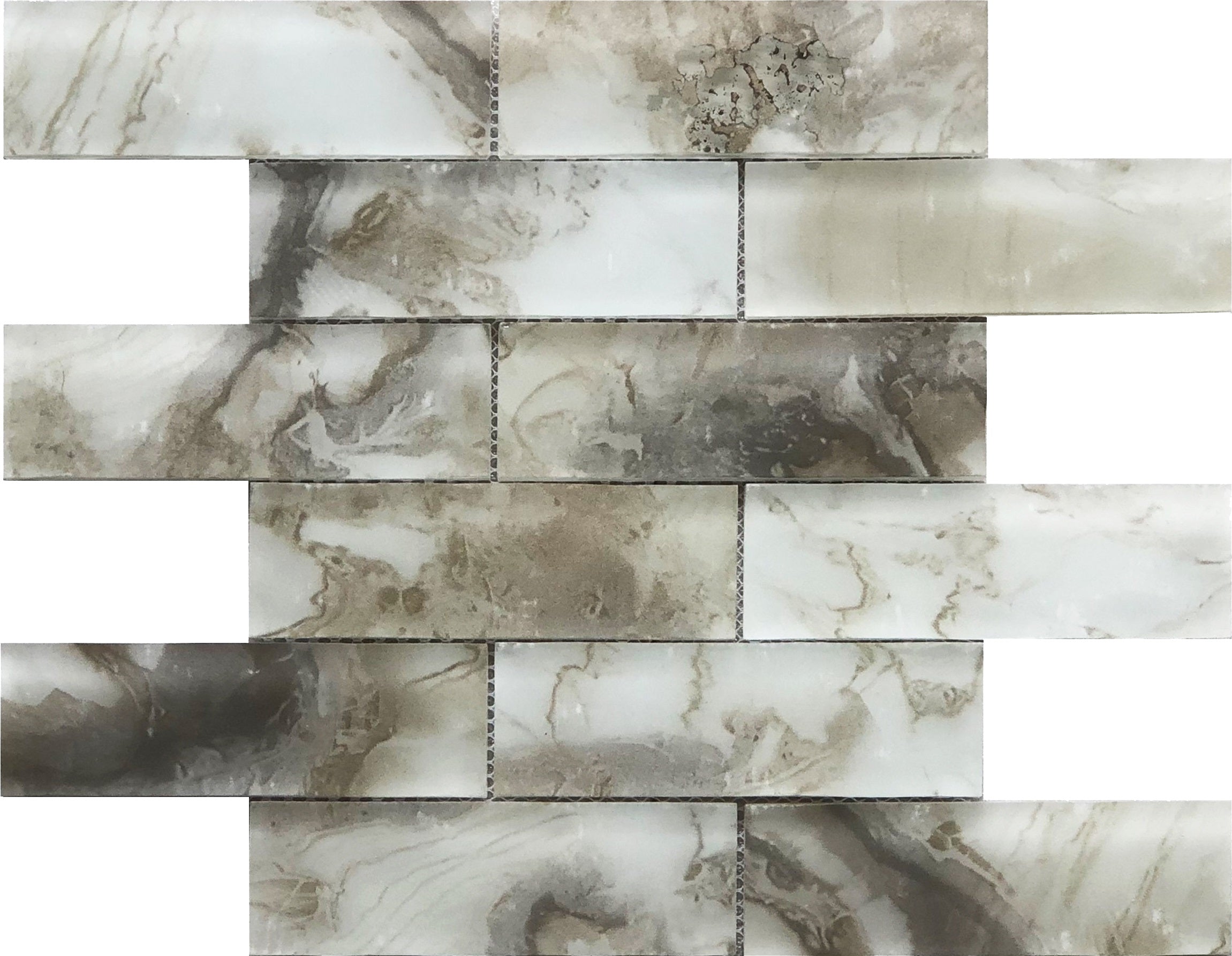Bati Orient- VEBE10 Beige Mix Frosted Glass Brick 2"x6" Mosaic